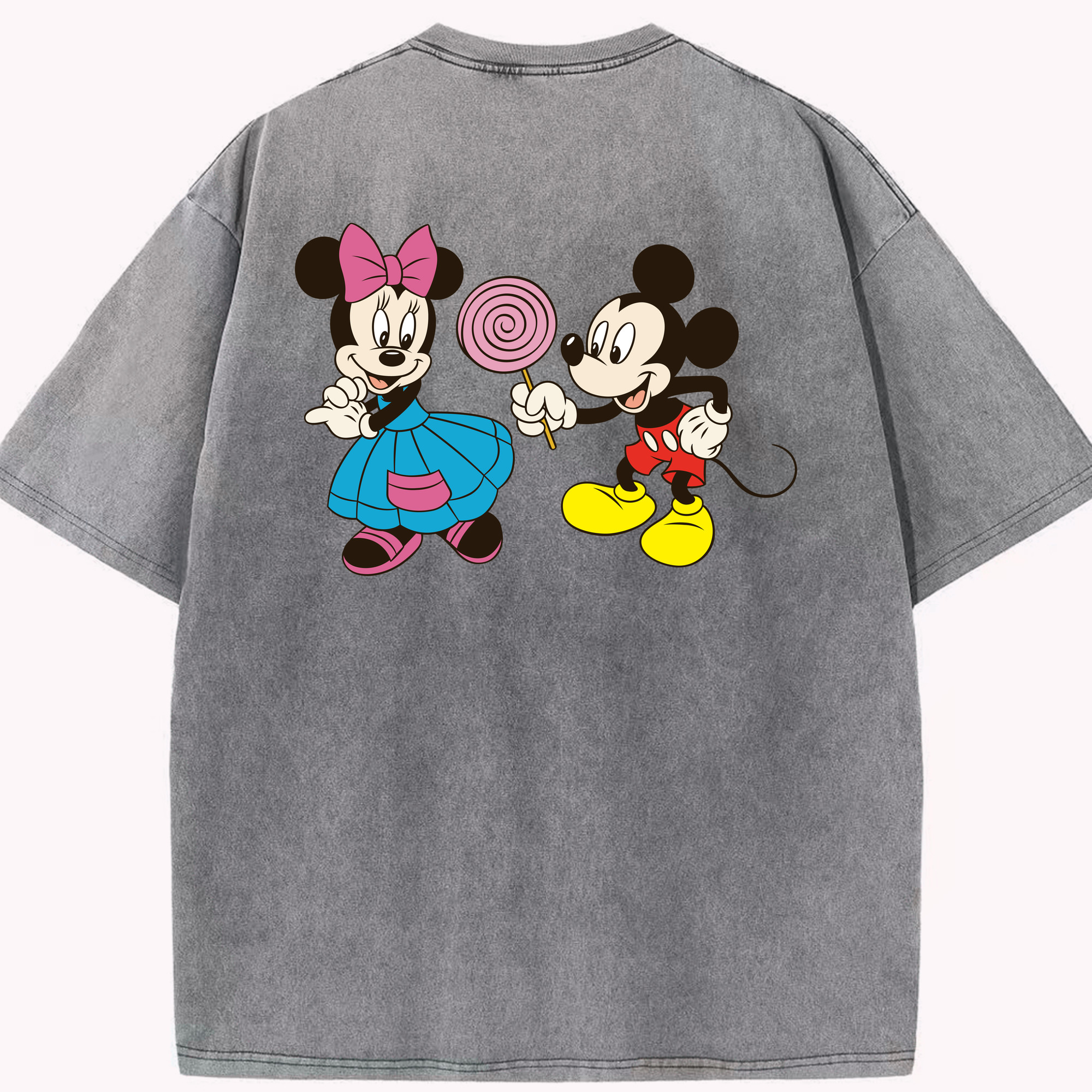 （画像用） ミッキーマウス Mickey Mouse 綿100% ヴィンテージ風 半袖Tシャツ（背面プリント）