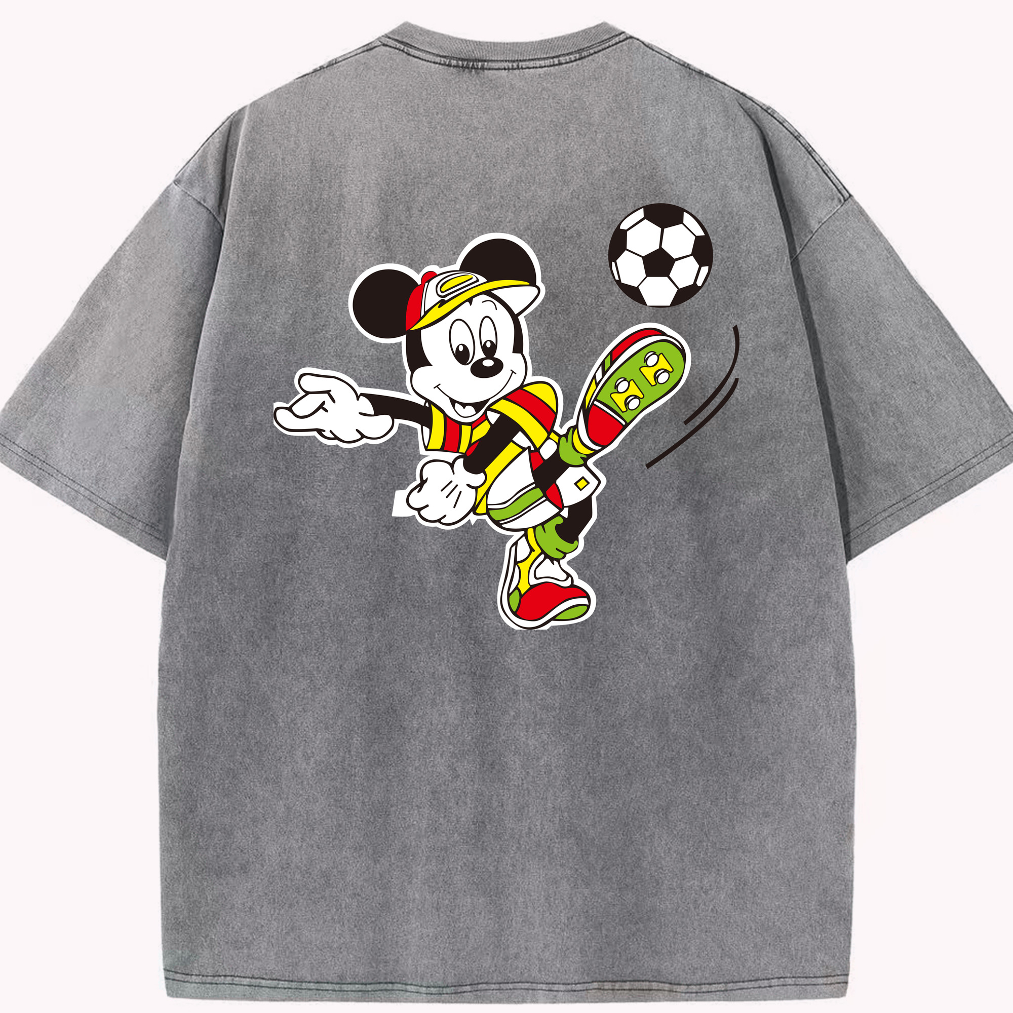 （画像用） ミッキーマウス Mickey Mouse 綿100% ヴィンテージ風 半袖Tシャツ（背面プリント）