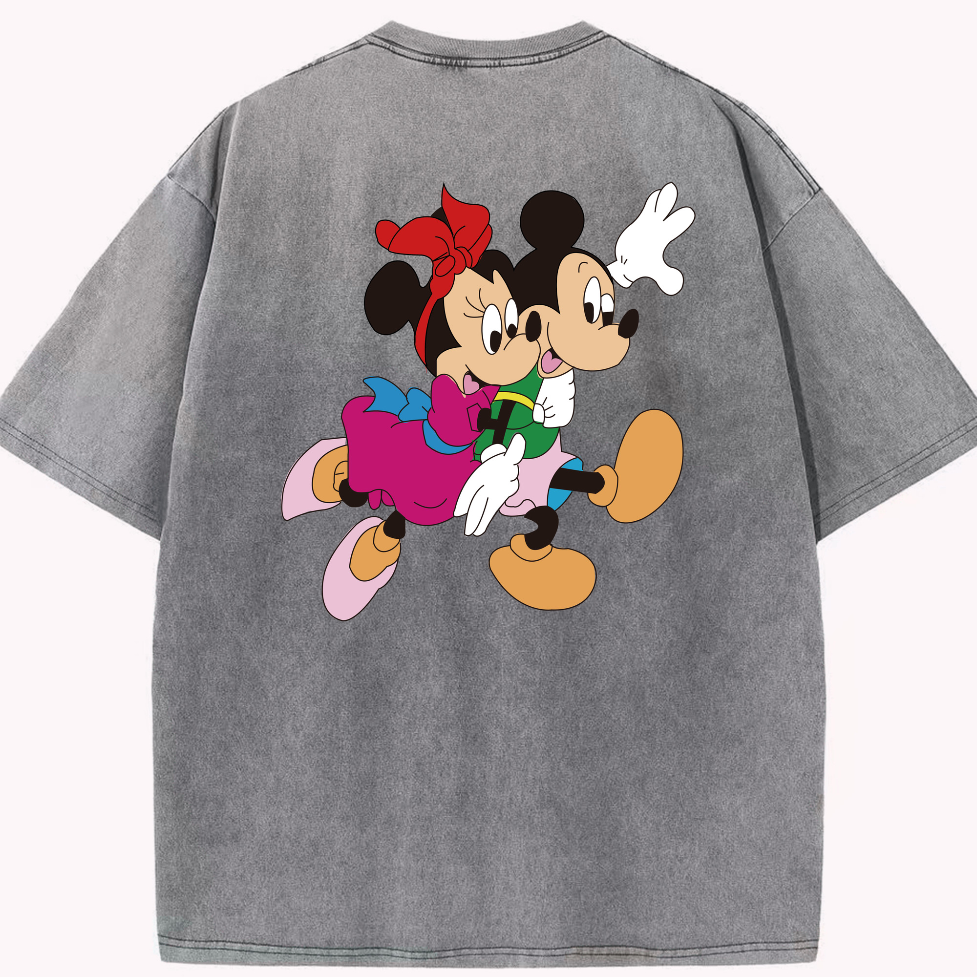 （画像用） ミッキーマウス Mickey Mouse 綿100% ヴィンテージ風 半袖Tシャツ（背面プリント）