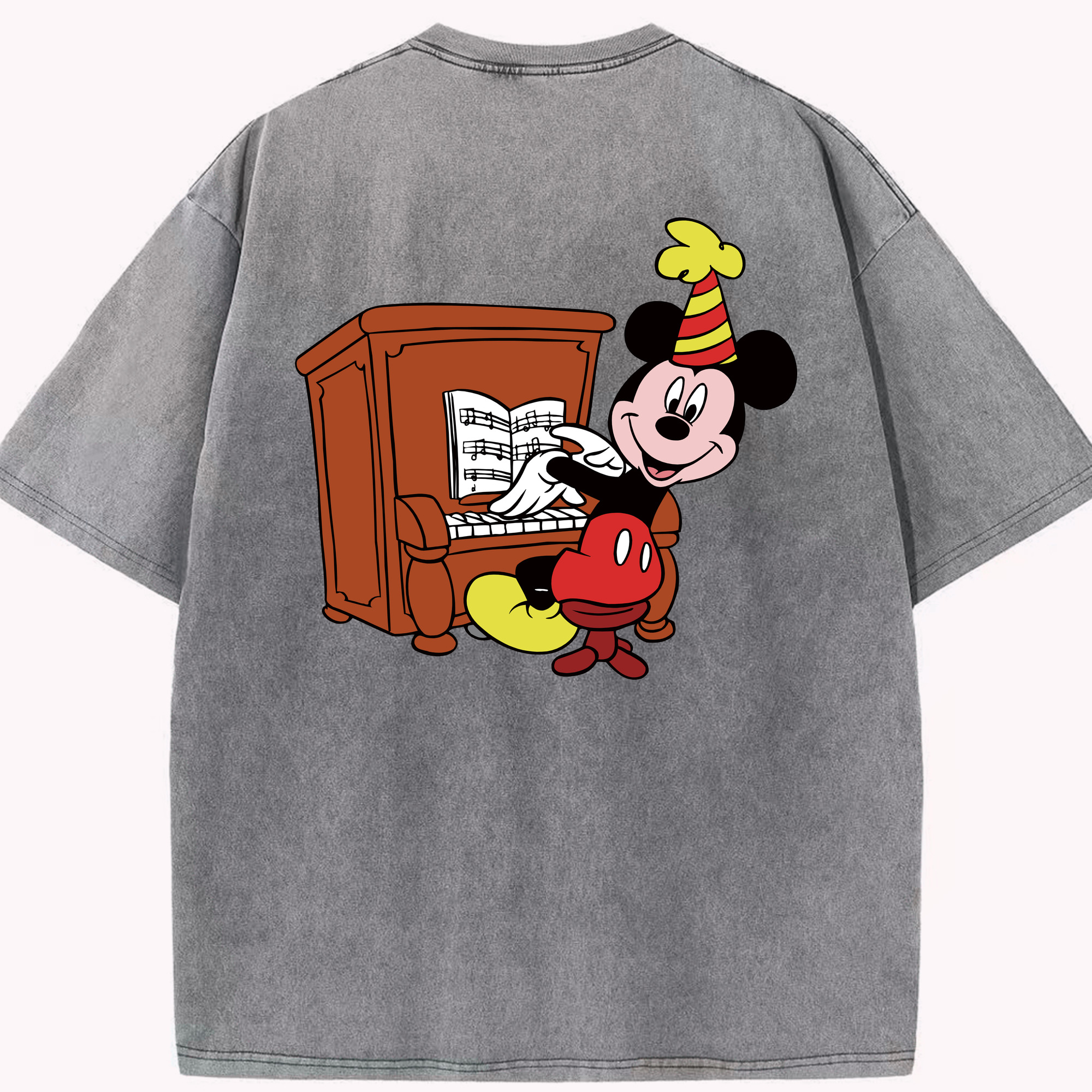 （画像用） ミッキーマウス Mickey Mouse 綿100% ヴィンテージ風 半袖Tシャツ（背面プリント）