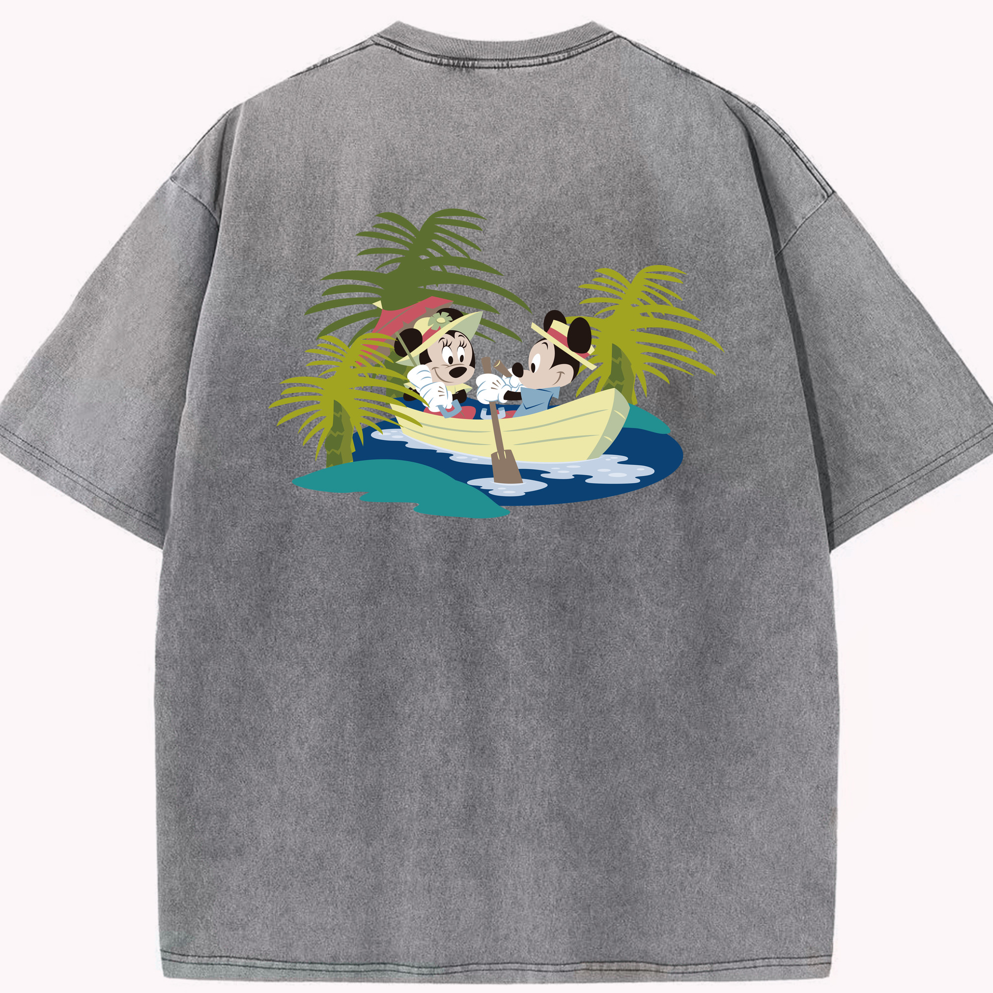 （画像用） ミッキーマウス Mickey Mouse 綿100% ヴィンテージ風 半袖Tシャツ（背面プリント）