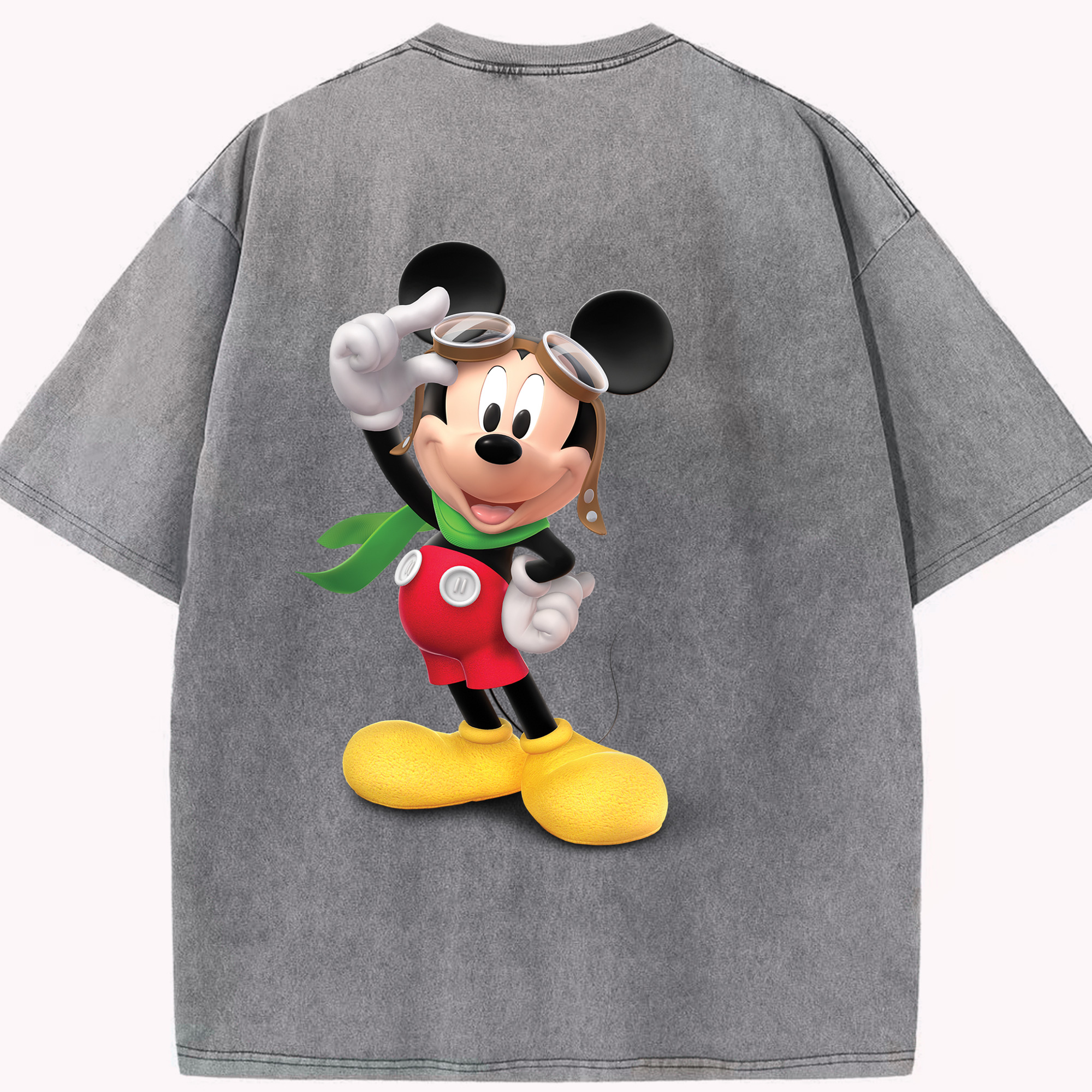 （画像用） ミッキーマウス Mickey Mouse 綿100% ヴィンテージ風 半袖Tシャツ（背面プリント）