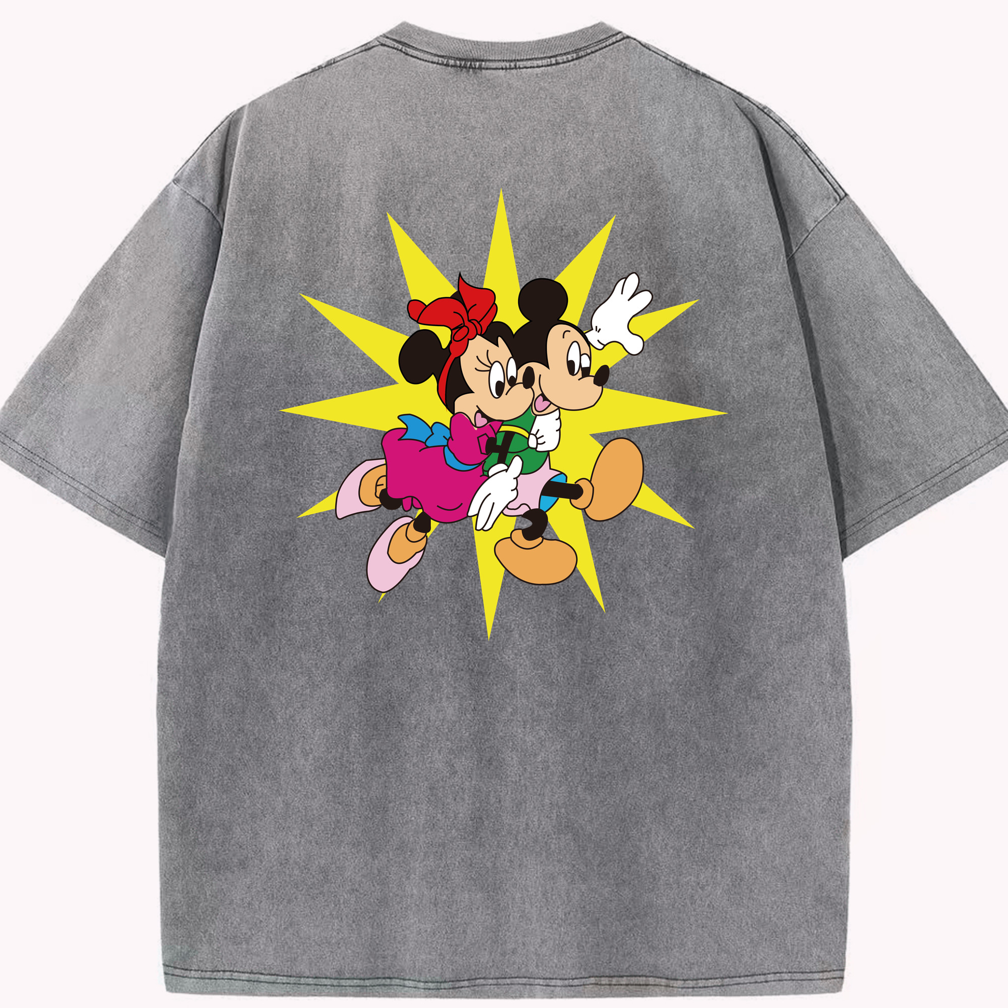 （画像用） ミッキーマウス Mickey Mouse 綿100% ヴィンテージ風 半袖Tシャツ（背面プリント）