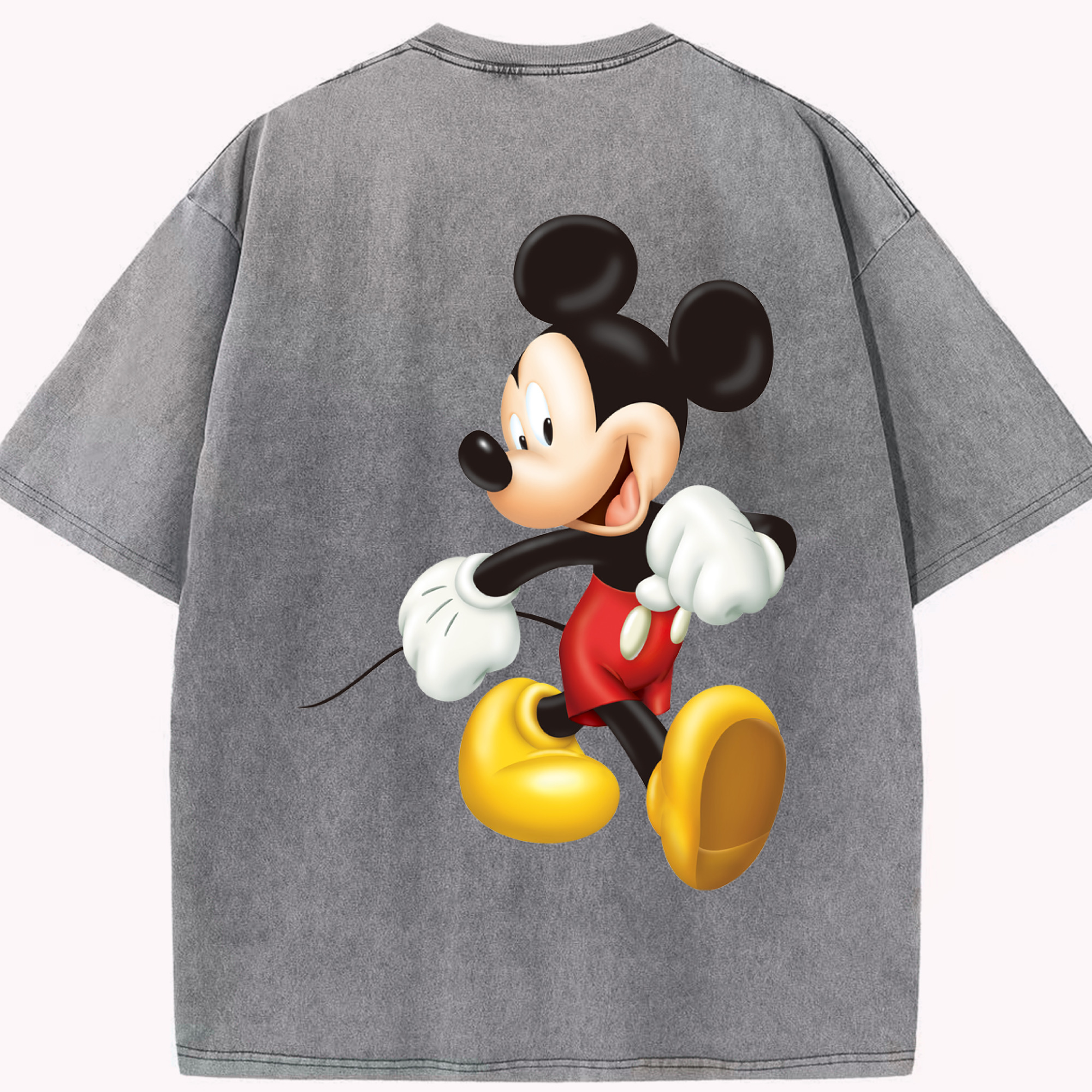 （画像用） ミッキーマウス Mickey Mouse 綿100% ヴィンテージ風 半袖Tシャツ（背面プリント）