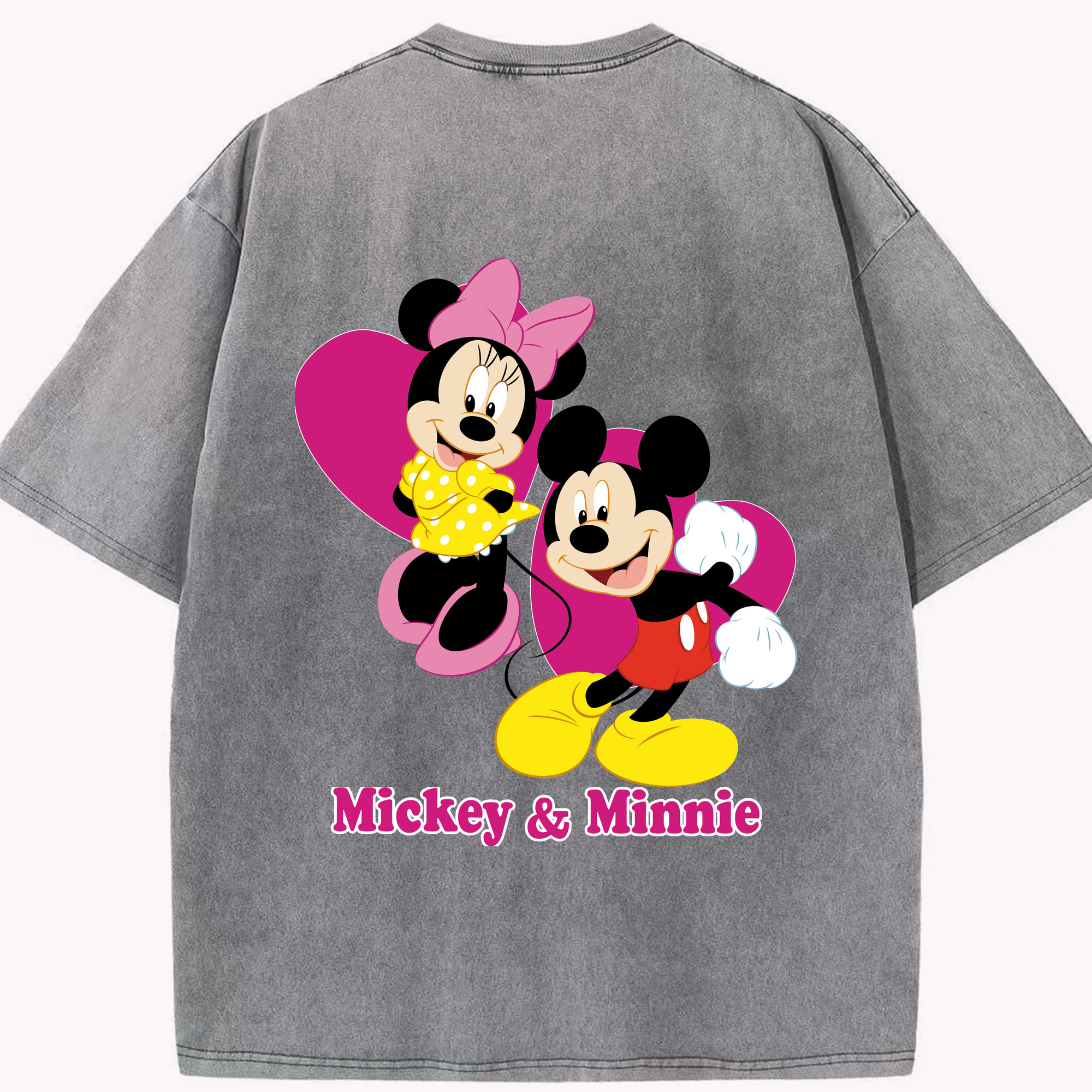（画像用） ミッキーマウス Mickey Mouse 綿100% ヴィンテージ風 半袖Tシャツ（背面プリント）