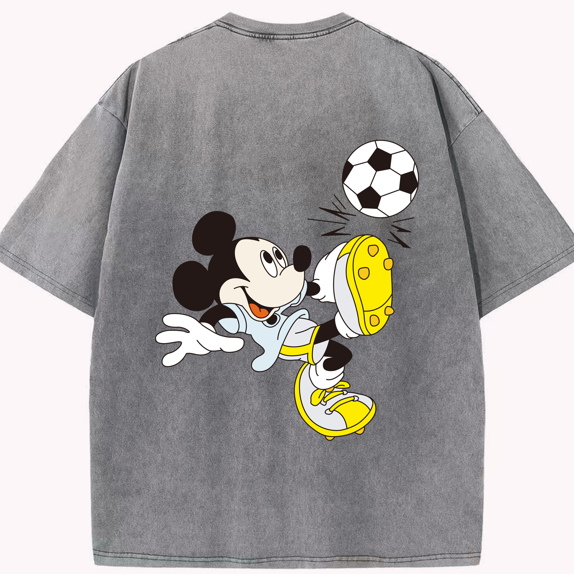 （画像用） ミッキーマウス Mickey Mouse 綿100% ヴィンテージ風 半袖Tシャツ（背面プリント）