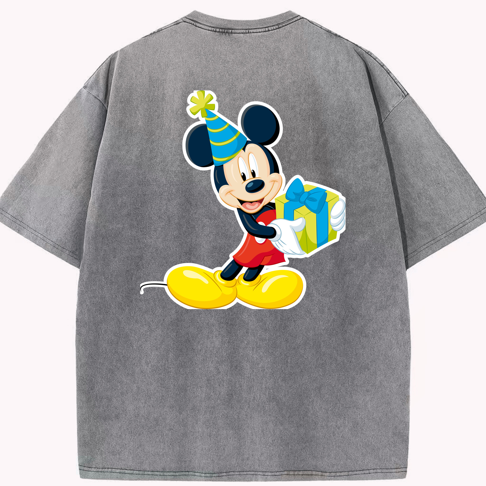 （画像用） ミッキーマウス Mickey Mouse 綿100% ヴィンテージ風 半袖Tシャツ（背面プリント）