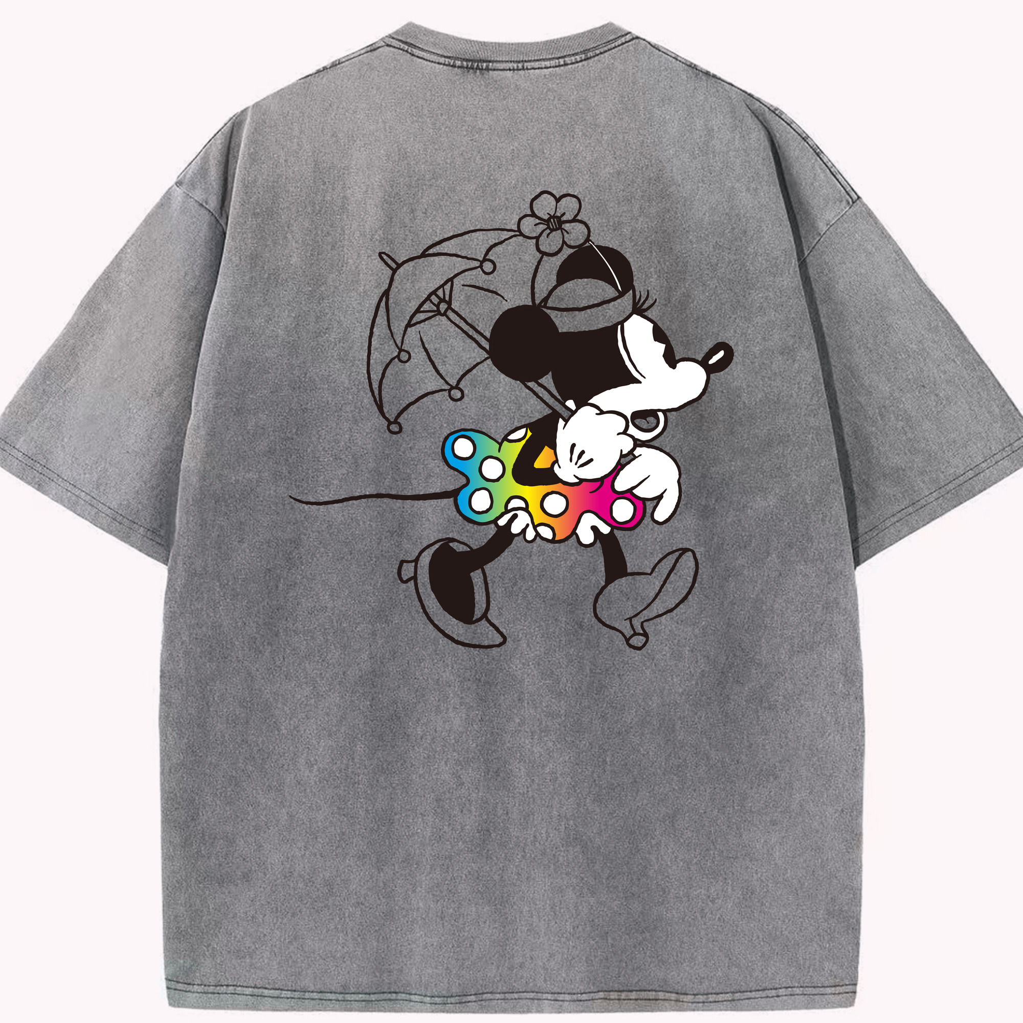 （画像用） ミッキーマウス Mickey Mouse 綿100% ヴィンテージ風 半袖Tシャツ（背面プリント）