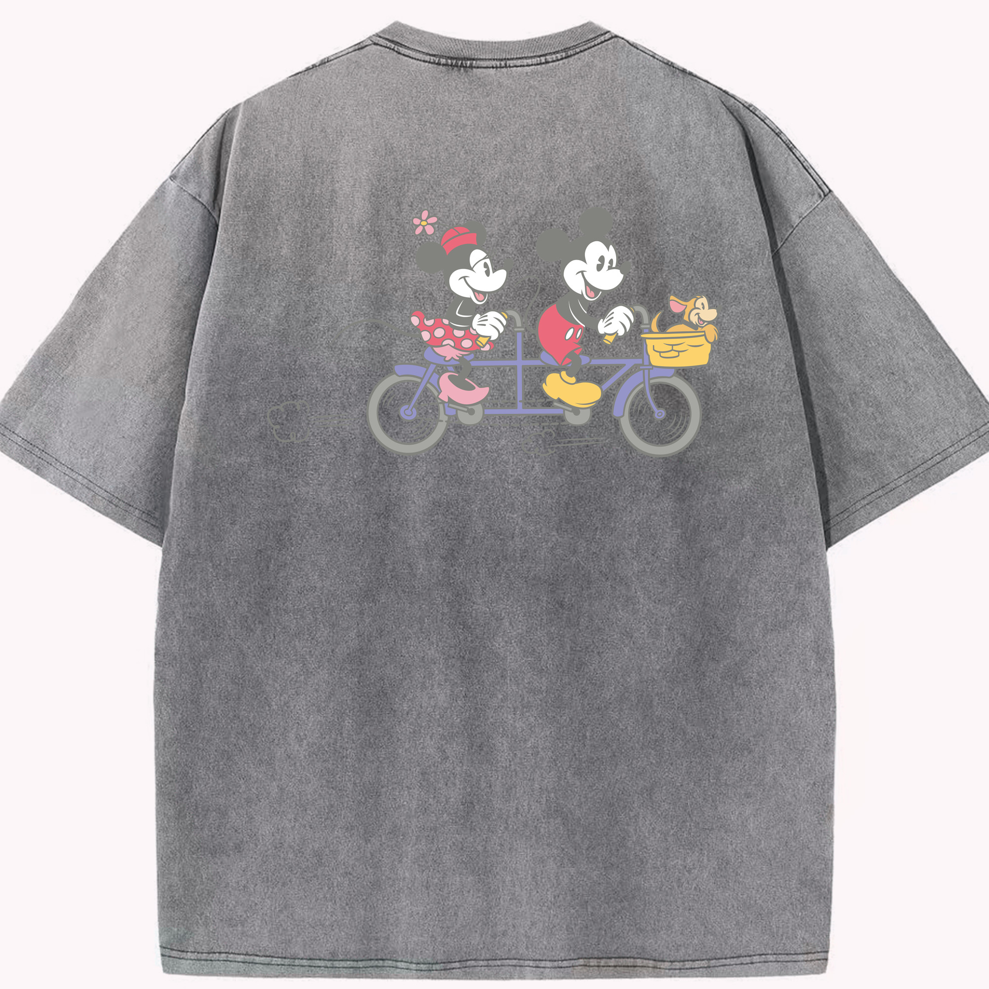 （画像用） ミッキーマウス Mickey Mouse 綿100% ヴィンテージ風 半袖Tシャツ（背面プリント）
