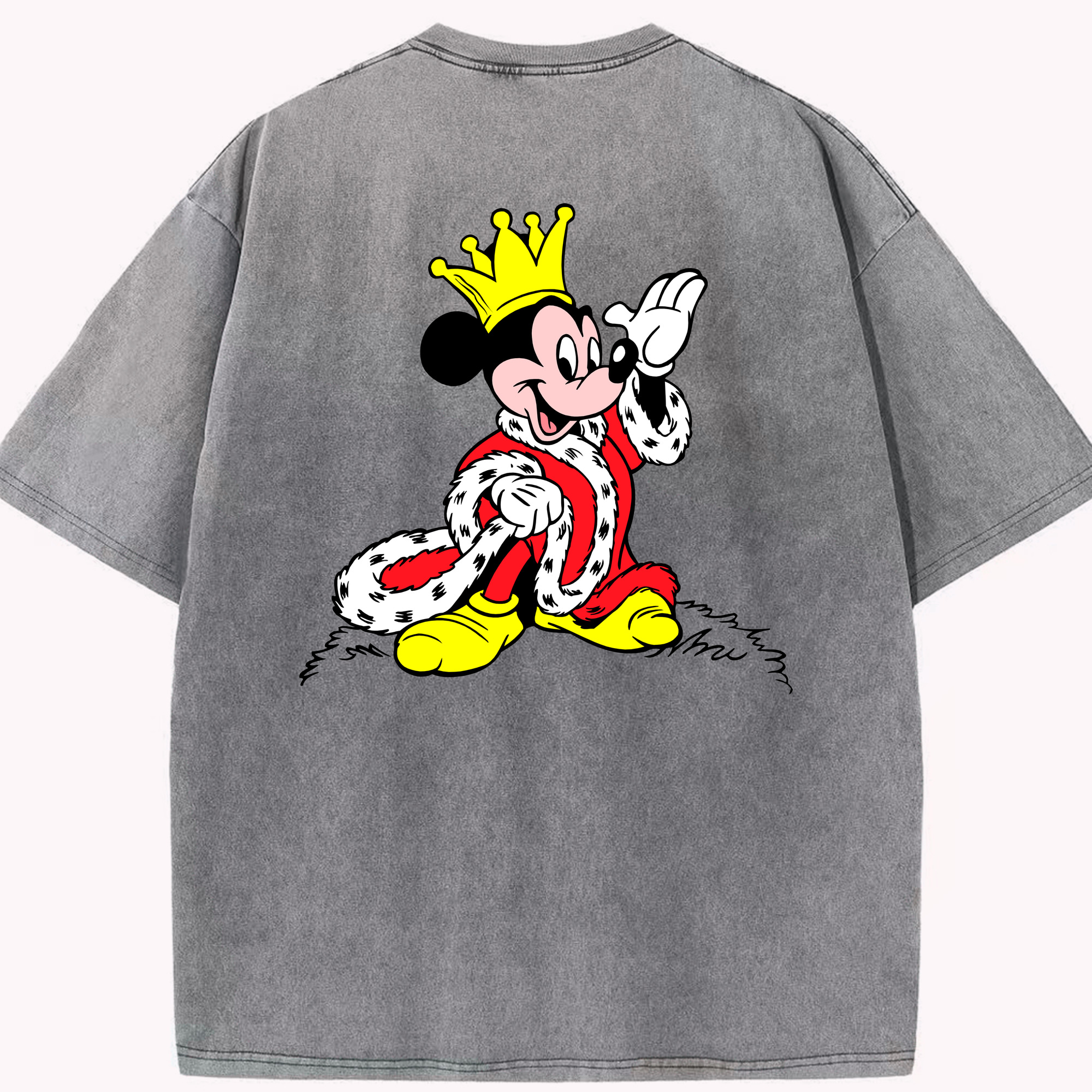 （画像用） ミッキーマウス Mickey Mouse 綿100% ヴィンテージ風 半袖Tシャツ（背面プリント）