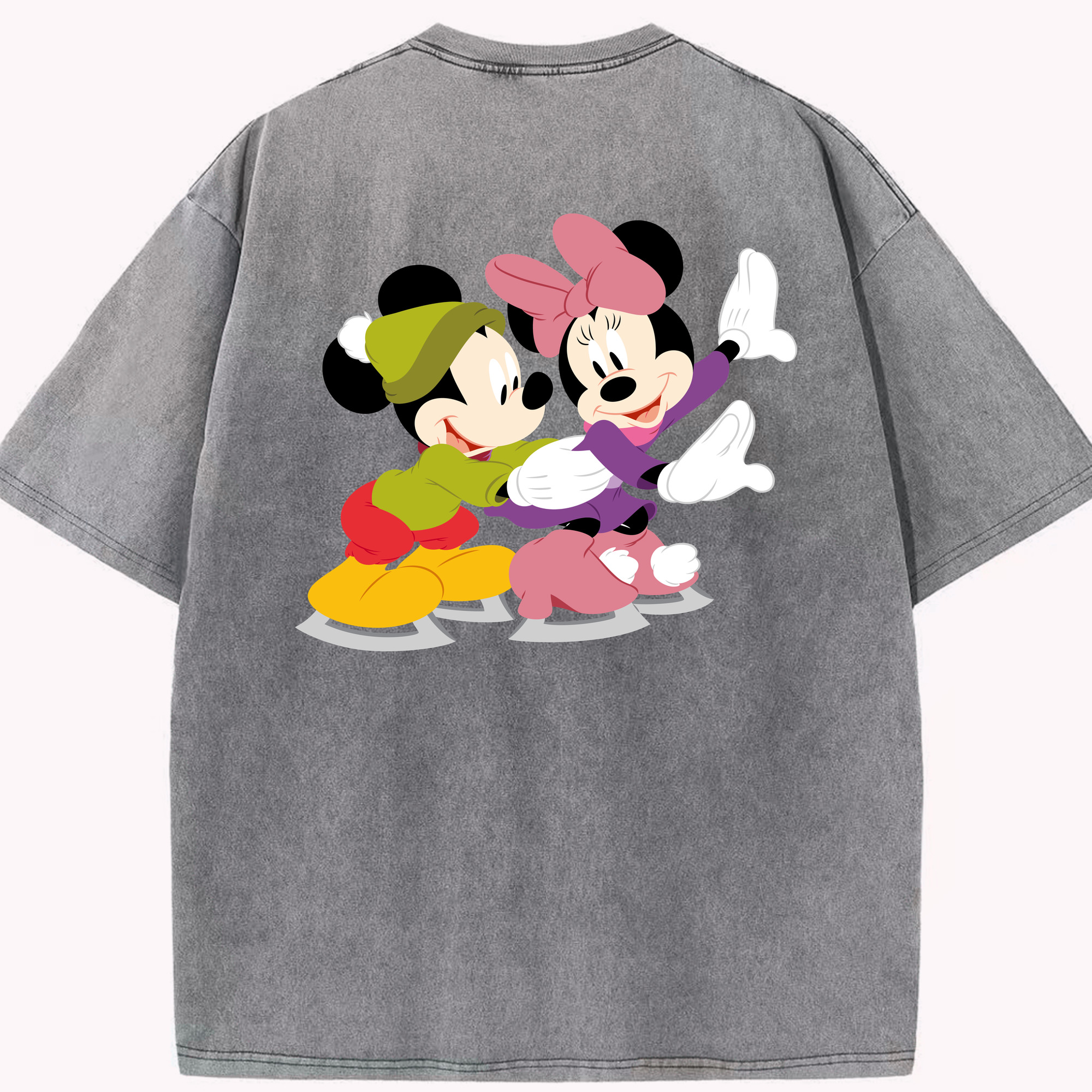 （画像用） ミッキーマウス Mickey Mouse 綿100% ヴィンテージ風 半袖Tシャツ（背面プリント）