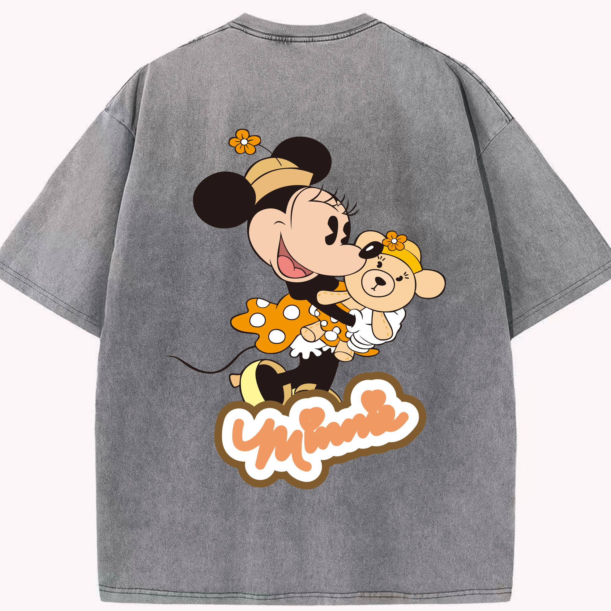 （画像用） ミッキーマウス Mickey Mouse 綿100% ヴィンテージ風 半袖Tシャツ（背面プリント）