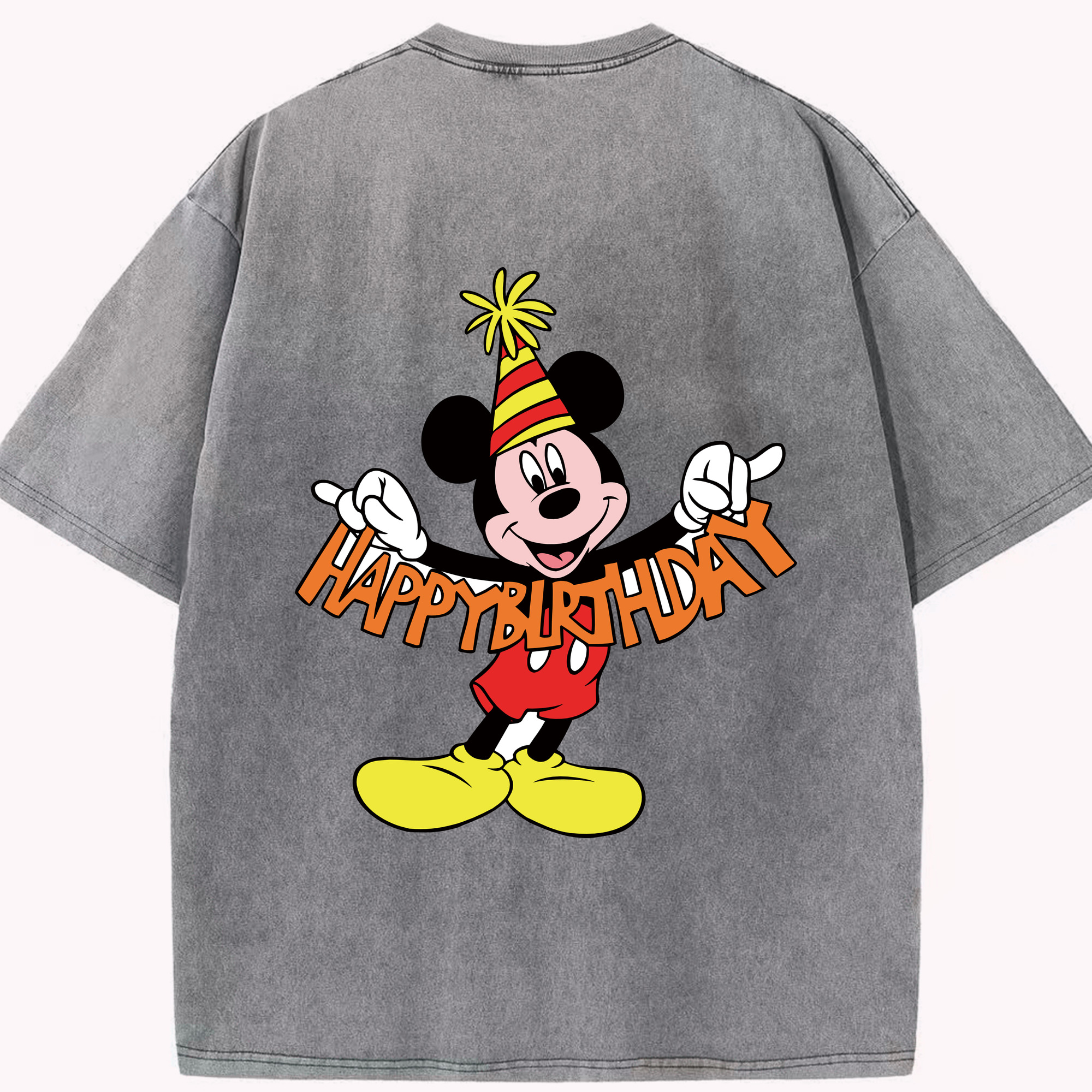 （画像用） ミッキーマウス Mickey Mouse 綿100% ヴィンテージ風 半袖Tシャツ（背面プリント）