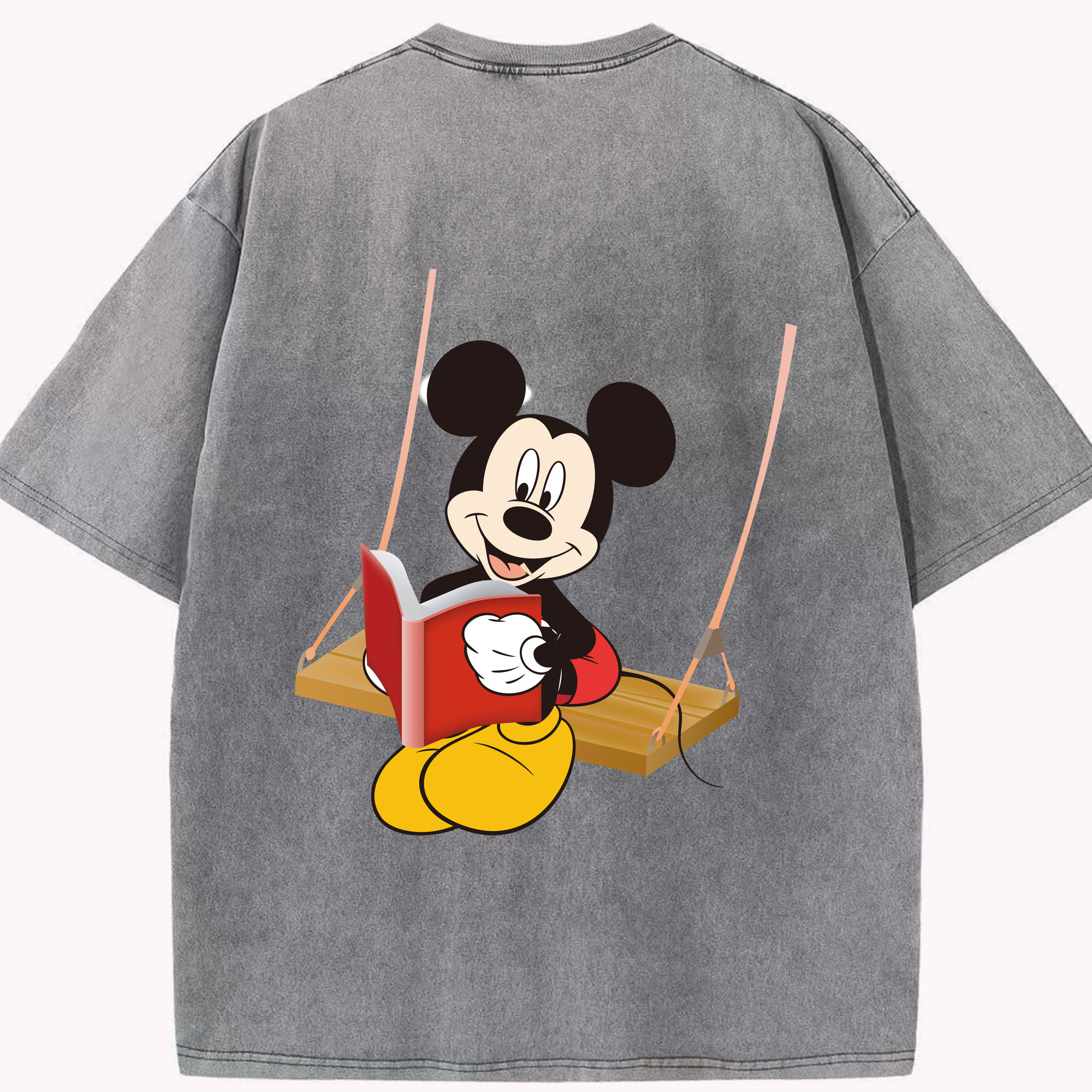 （画像用） ミッキーマウス Mickey Mouse 綿100% ヴィンテージ風 半袖Tシャツ（背面プリント）