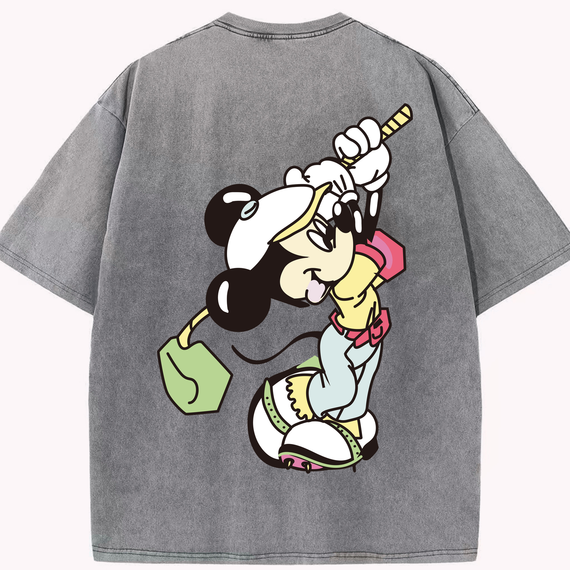 （画像用） ミッキーマウス Mickey Mouse 綿100% ヴィンテージ風 半袖Tシャツ（背面プリント）