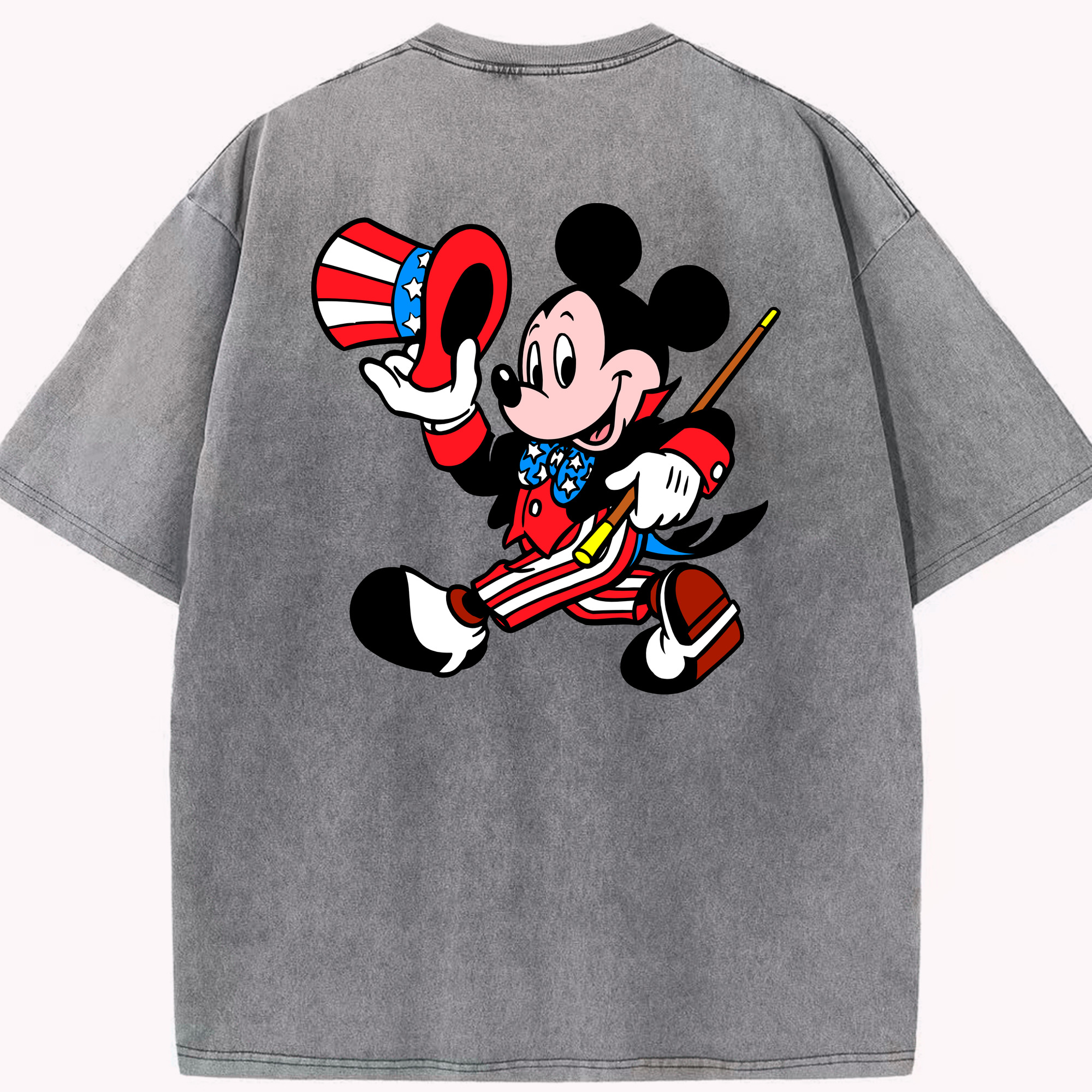 （画像用） ミッキーマウス Mickey Mouse 綿100% ヴィンテージ風 半袖Tシャツ（背面プリント）