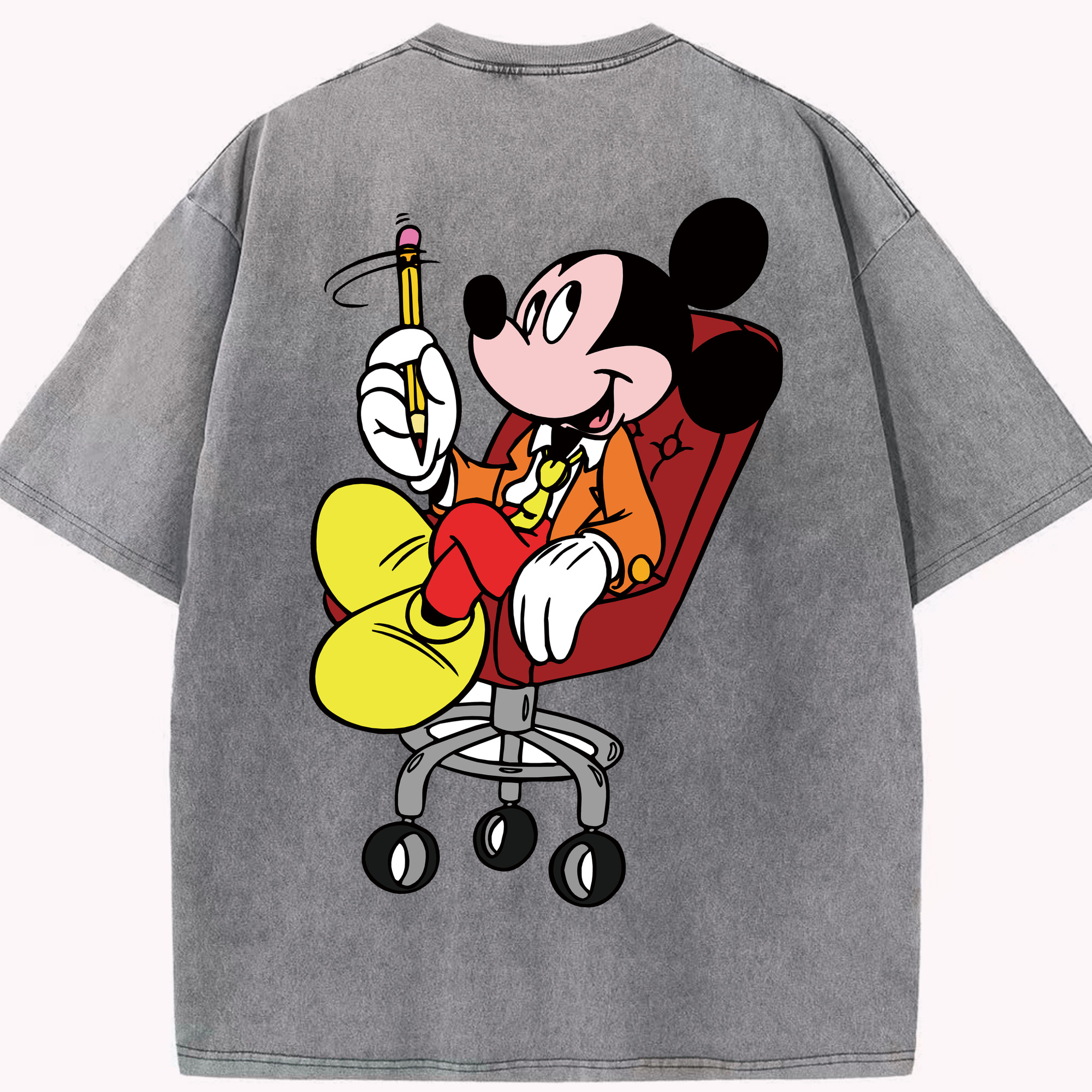 （画像用） ミッキーマウス Mickey Mouse 綿100% ヴィンテージ風 半袖Tシャツ（背面プリント）