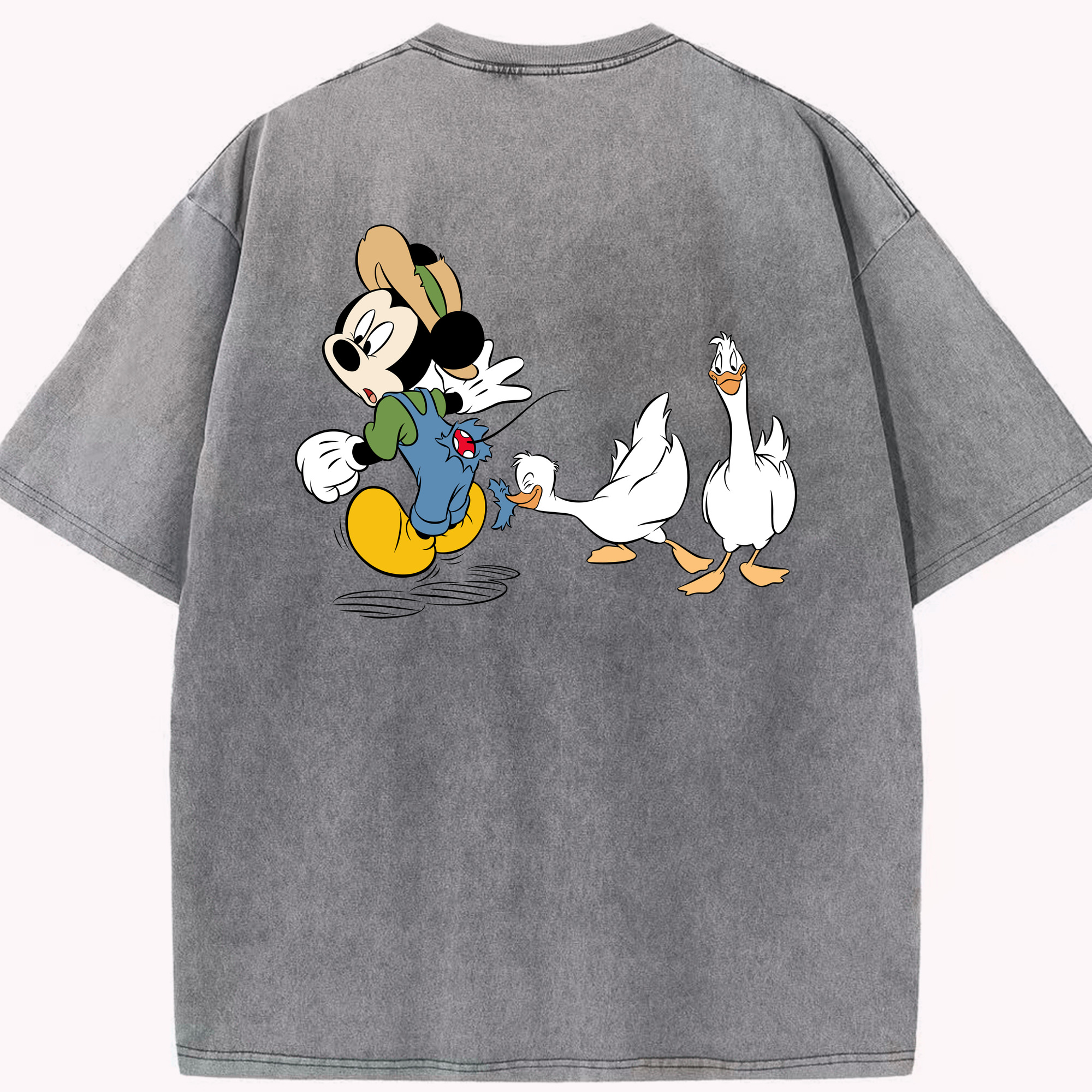 （画像用） ミッキーマウス Mickey Mouse 綿100% ヴィンテージ風 半袖Tシャツ（背面プリント）