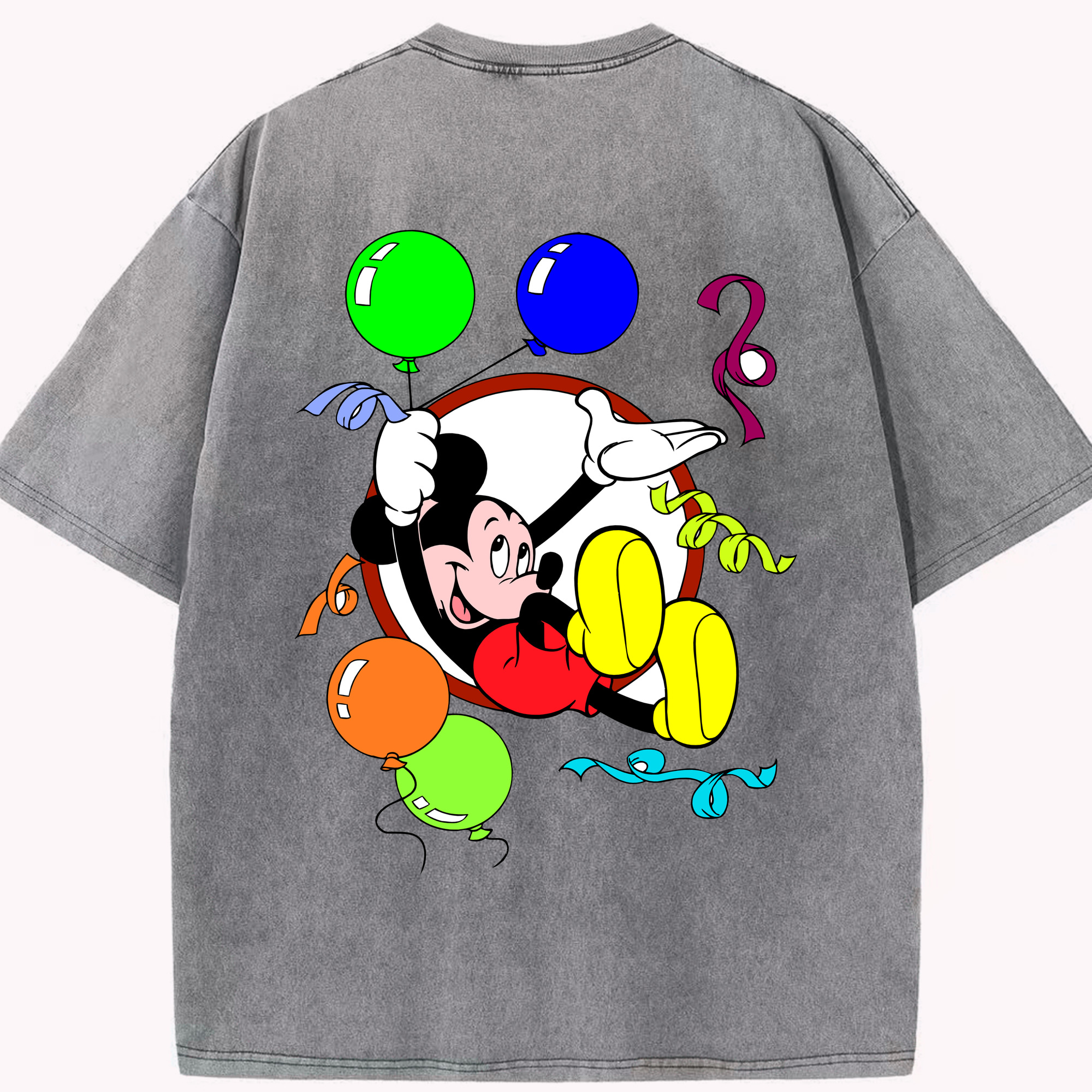 （画像用） ミッキーマウス Mickey Mouse 綿100% ヴィンテージ風 半袖Tシャツ（背面プリント）