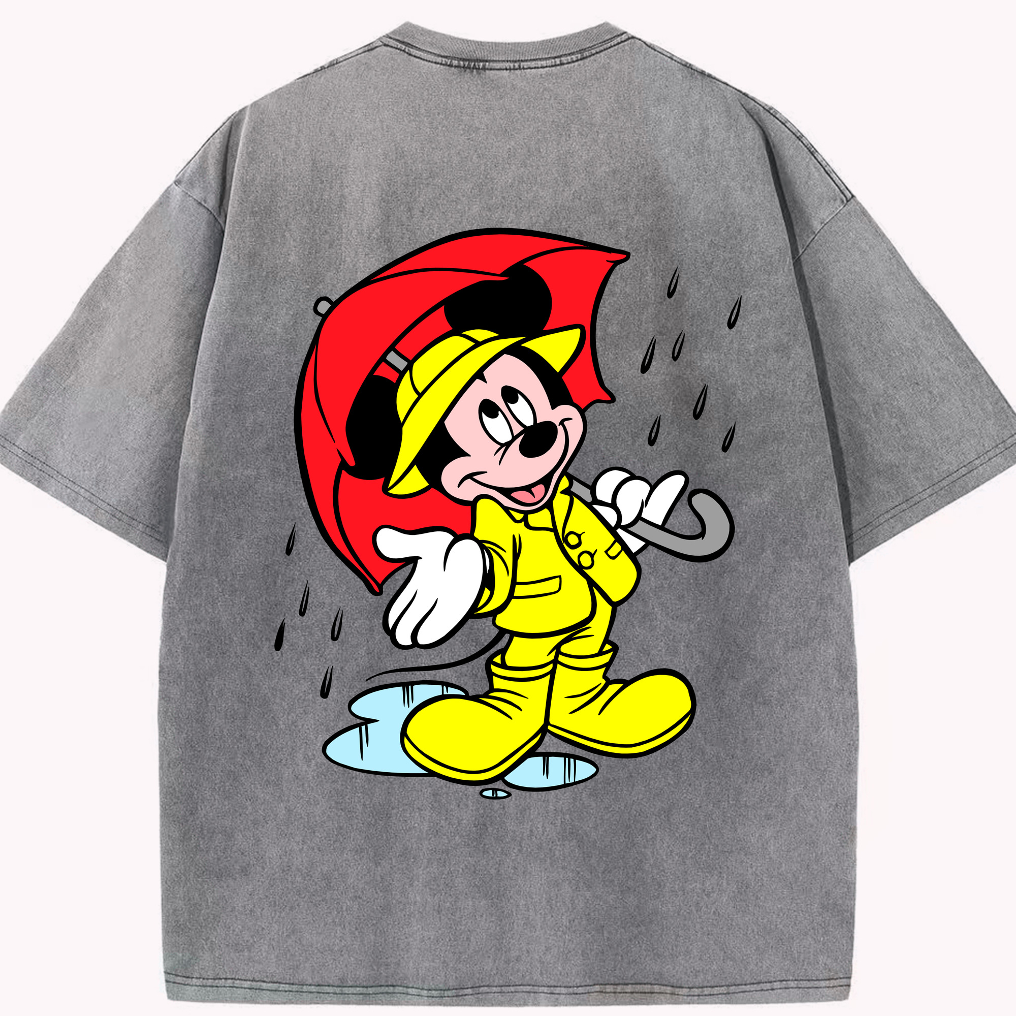 （画像用） ミッキーマウス Mickey Mouse 綿100% ヴィンテージ風 半袖Tシャツ（背面プリント）