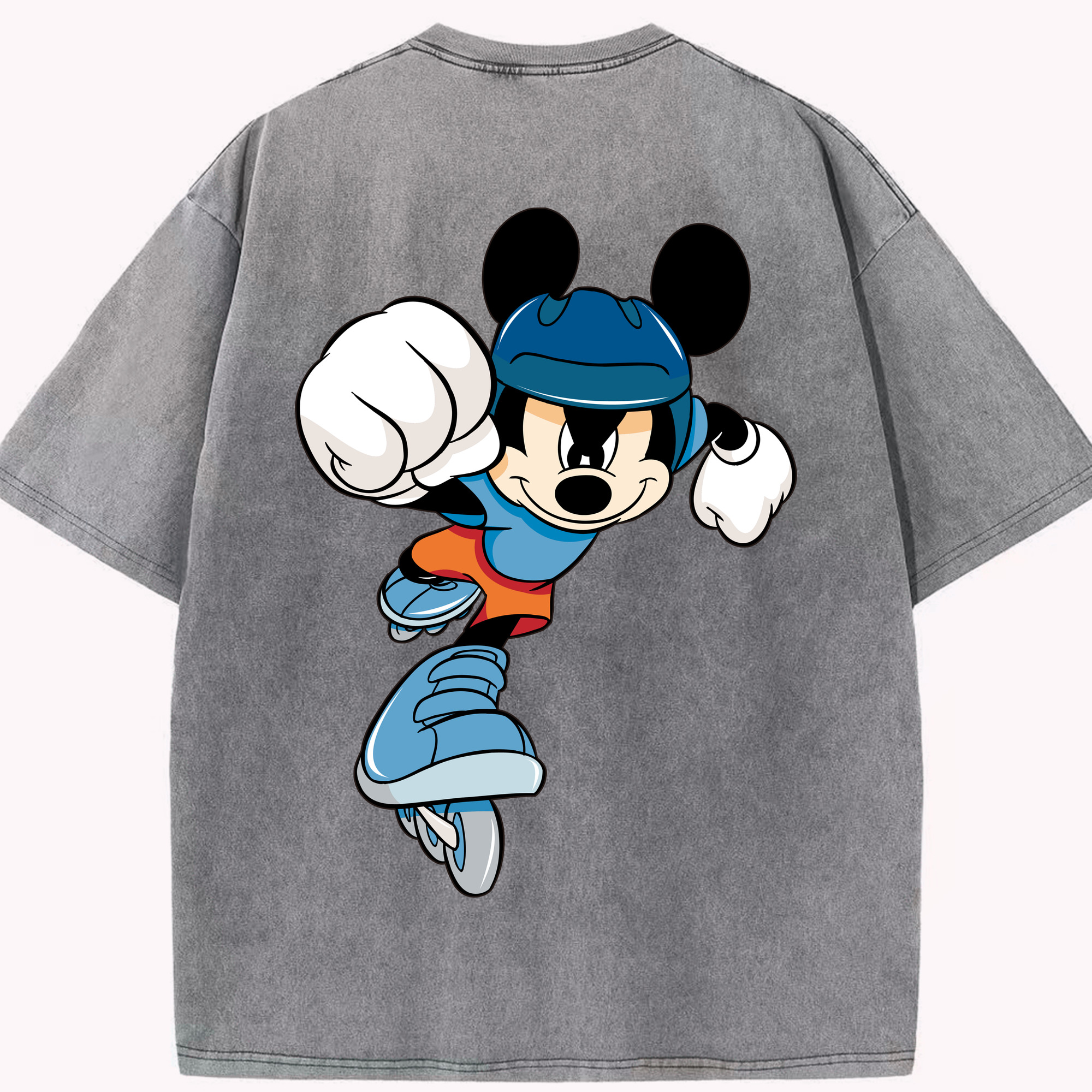 （画像用） ミッキーマウス Mickey Mouse 綿100% ヴィンテージ風 半袖Tシャツ（背面プリント）