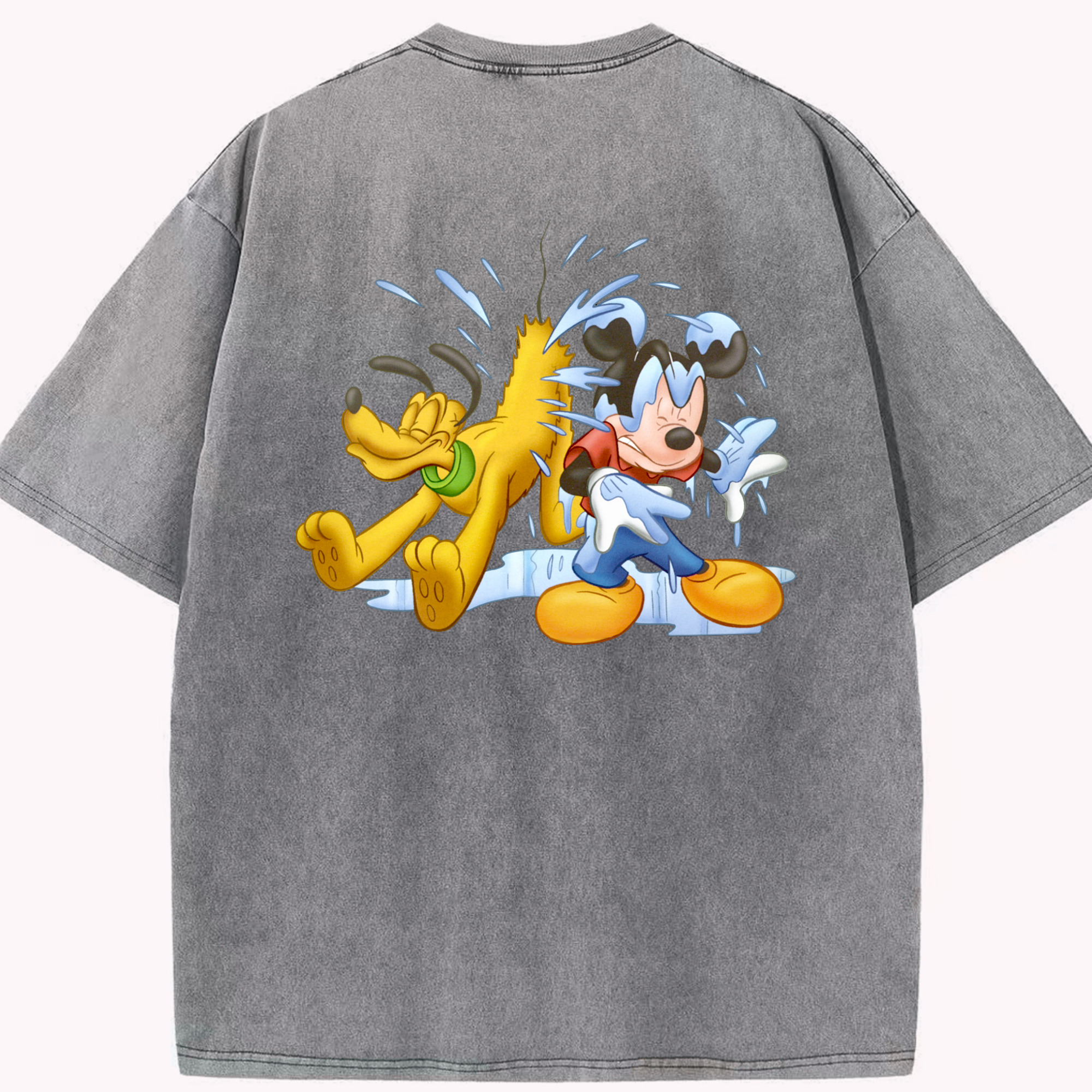 （画像用） ミッキーマウス Mickey Mouse 綿100% ヴィンテージ風 半袖Tシャツ（背面プリント）