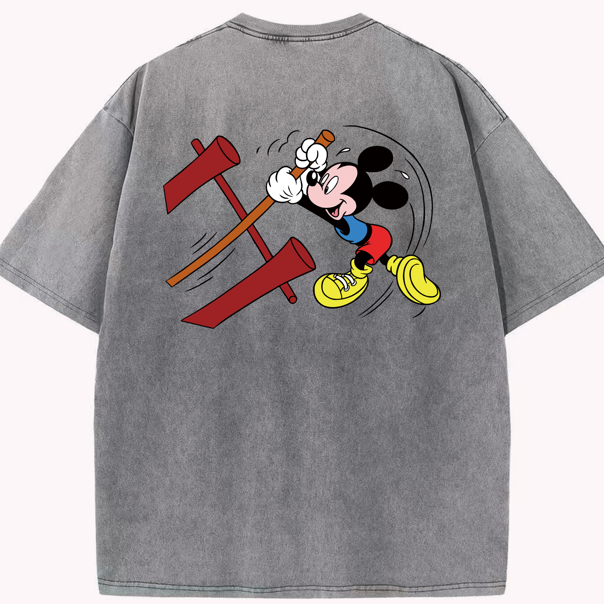 （画像用） ミッキーマウス Mickey Mouse 綿100% ヴィンテージ風 半袖Tシャツ（背面プリント）