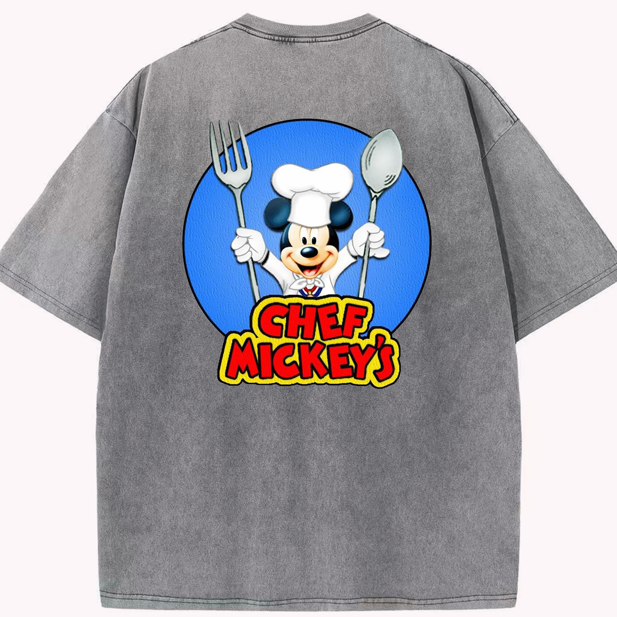 （画像用） ミッキーマウス Mickey Mouse 綿100% ヴィンテージ風 半袖Tシャツ（背面プリント）