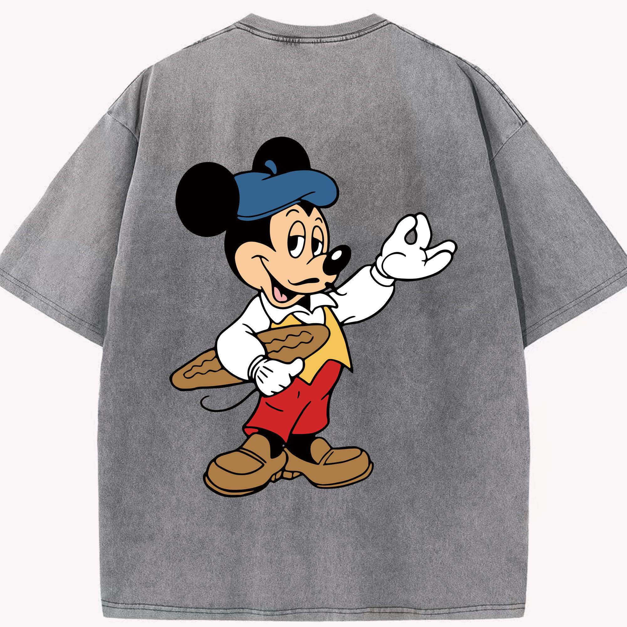 （画像用） ミッキーマウス Mickey Mouse 綿100% ヴィンテージ風 半袖Tシャツ（背面プリント）