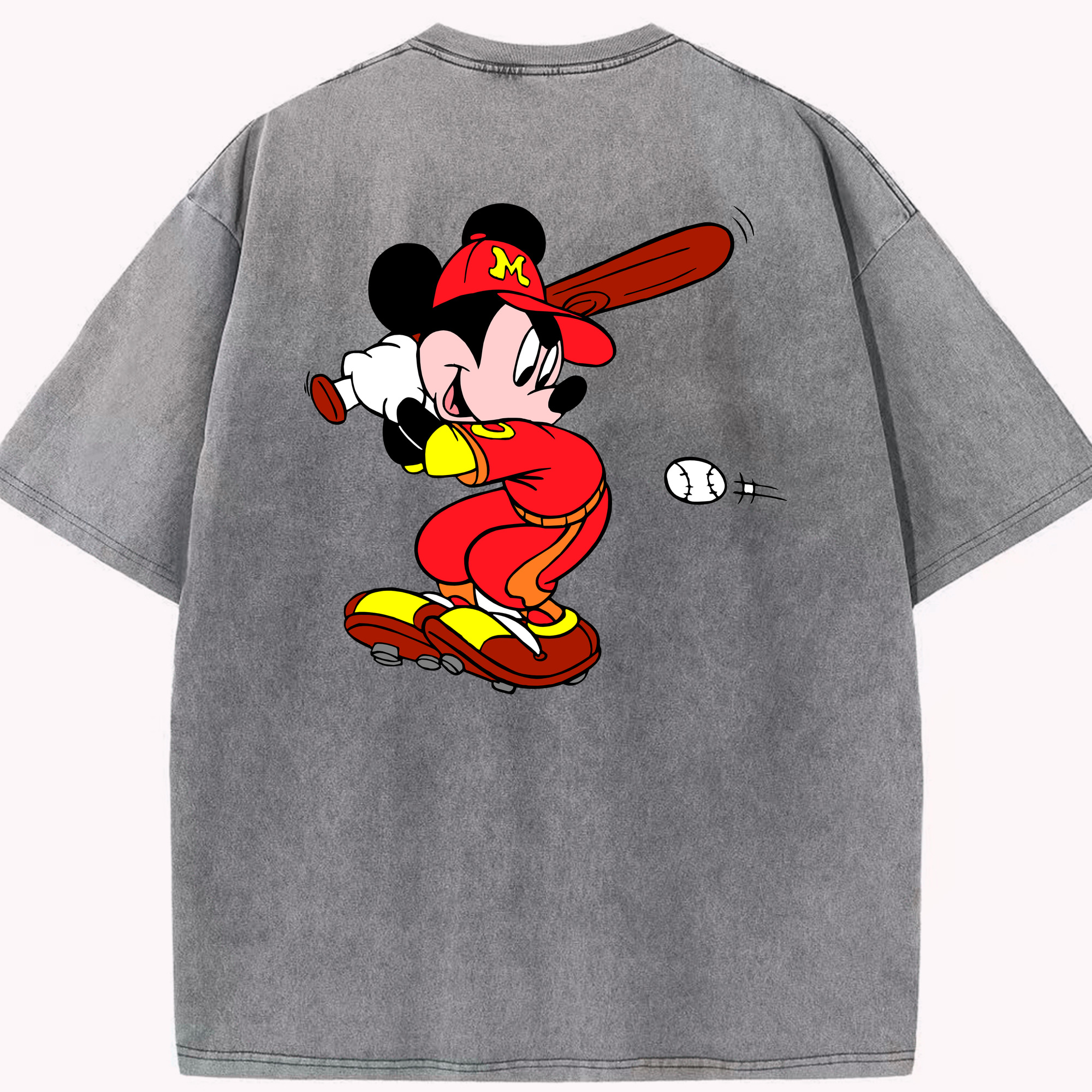 （画像用） ミッキーマウス Mickey Mouse 綿100% ヴィンテージ風 半袖Tシャツ（背面プリント）