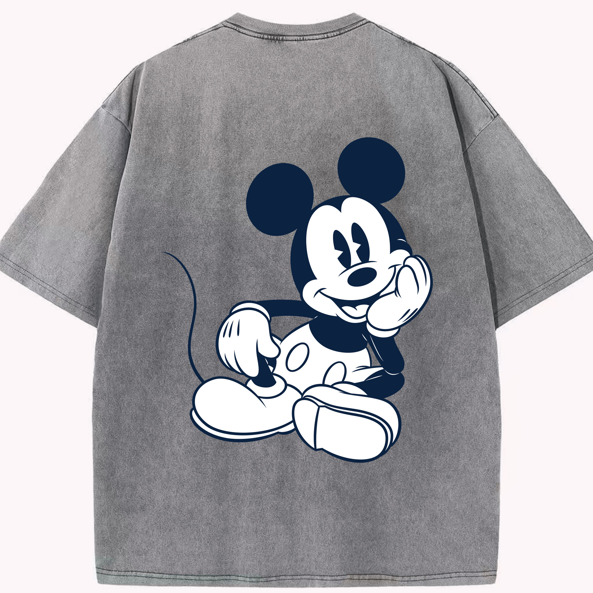 （画像用） ミッキーマウス Mickey Mouse 綿100% ヴィンテージ風 半袖Tシャツ（背面プリント）