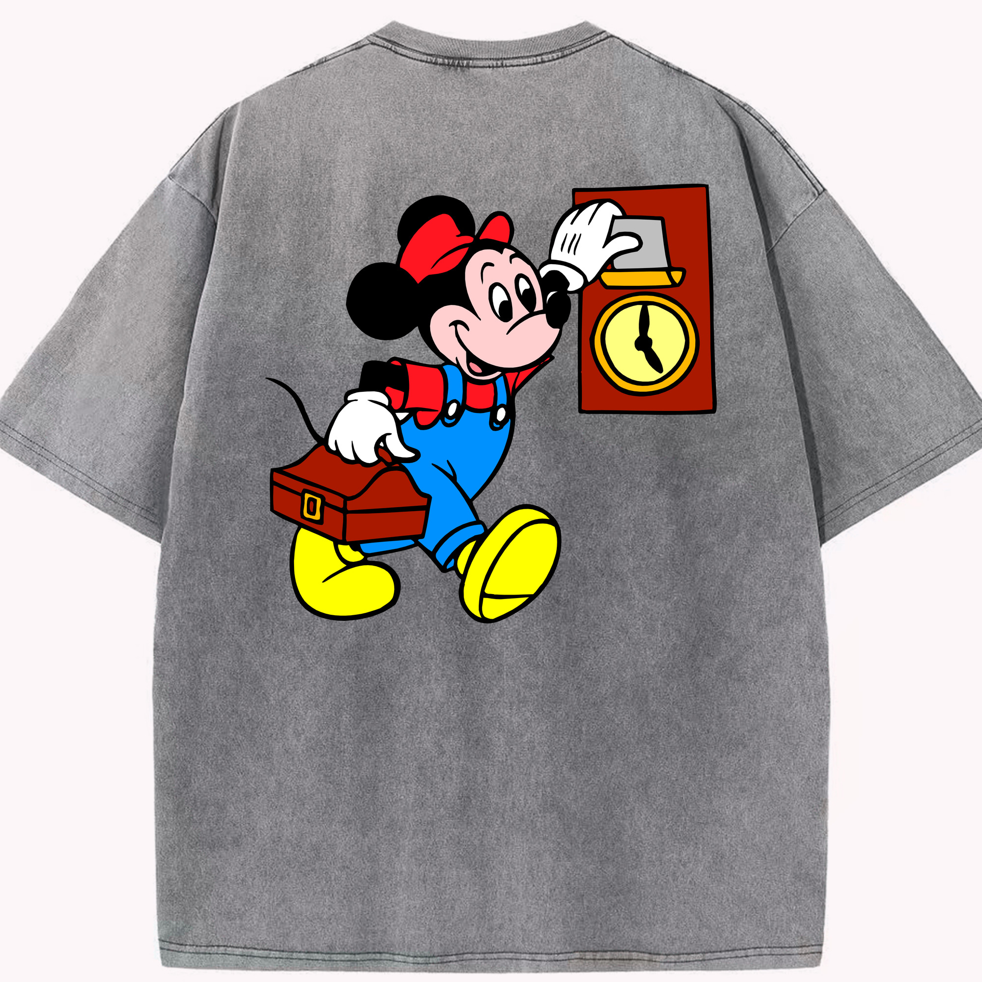 （画像用） ミッキーマウス Mickey Mouse 綿100% ヴィンテージ風 半袖Tシャツ（背面プリント）