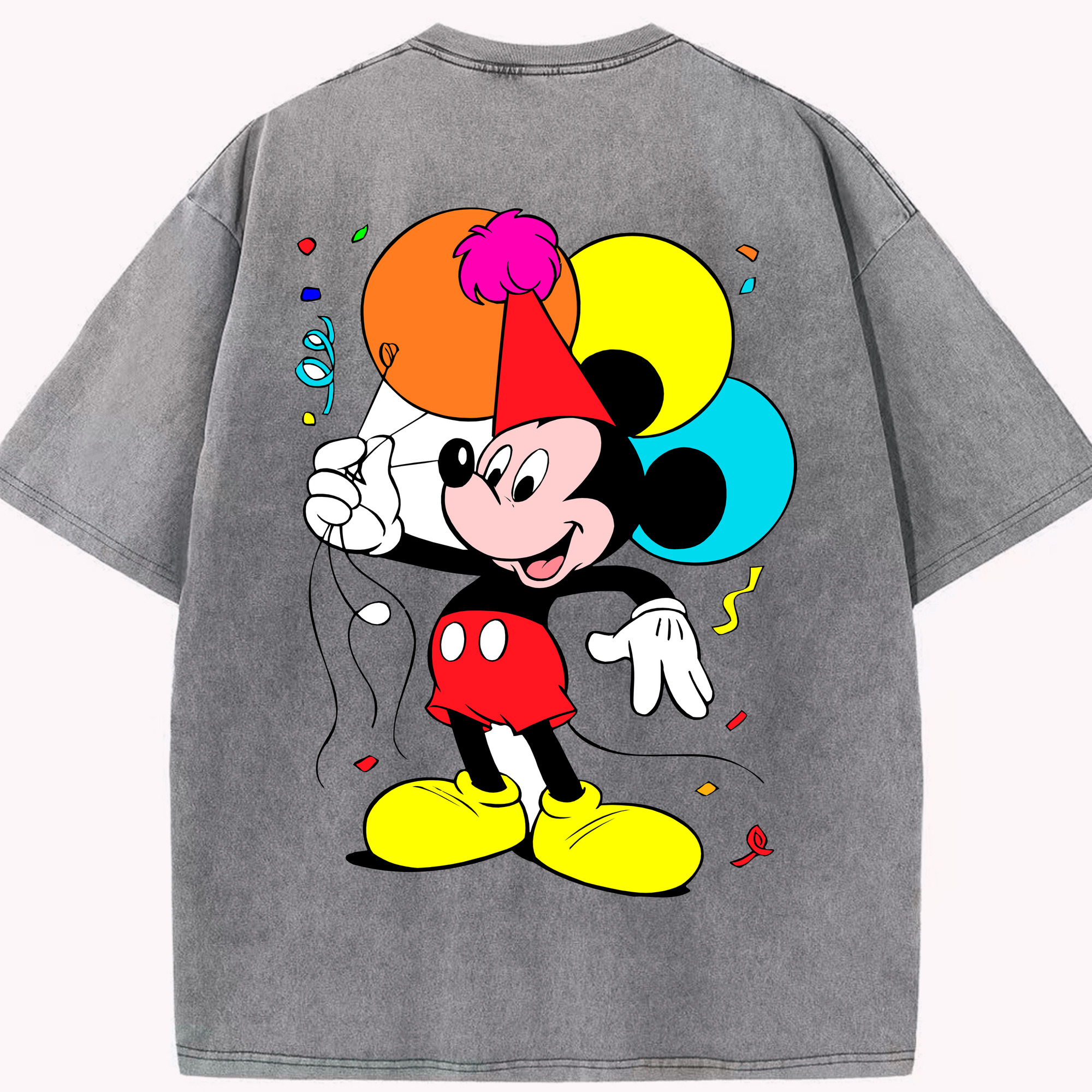 （画像用） ミッキーマウス Mickey Mouse 綿100% ヴィンテージ風 半袖Tシャツ（背面プリント）