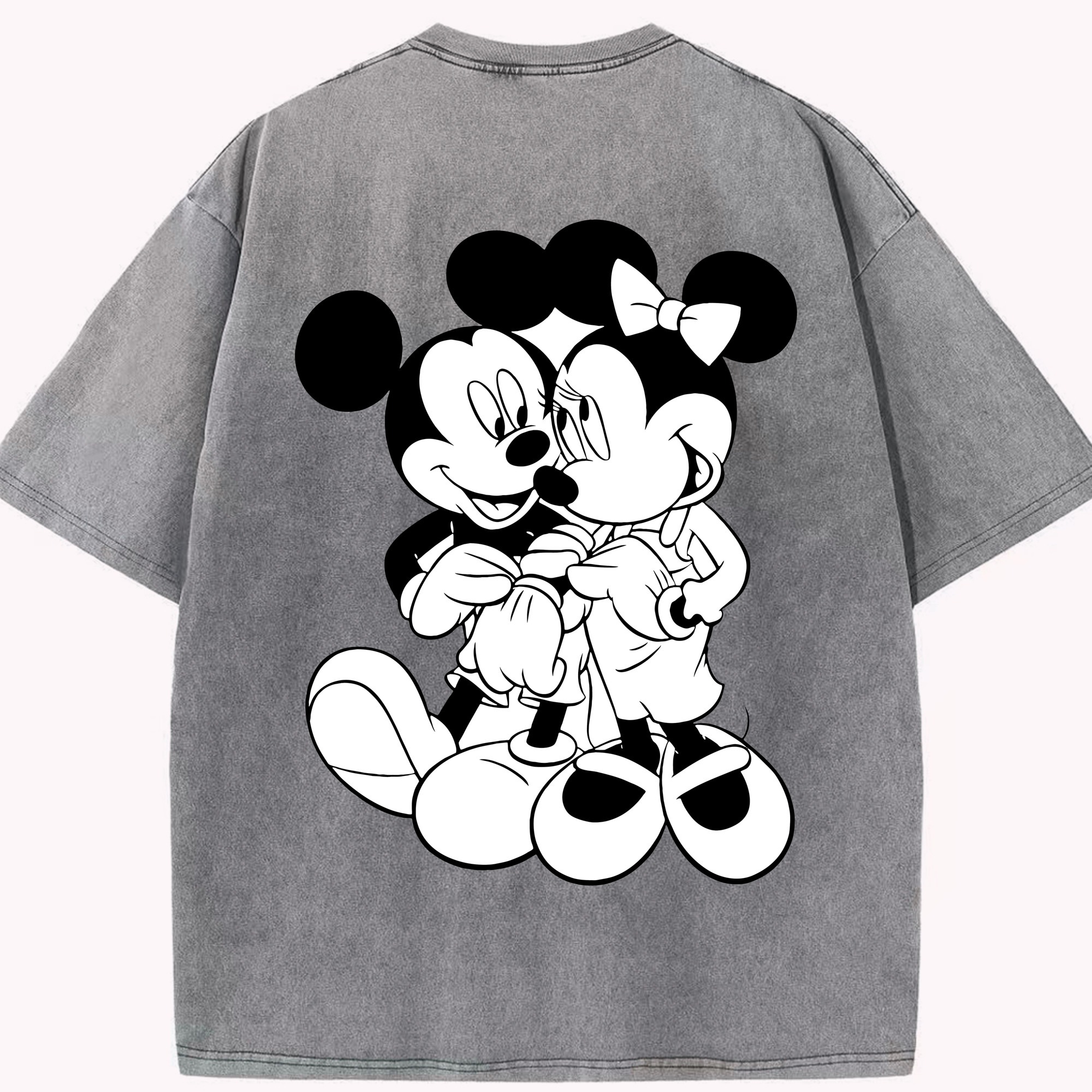 （画像用） ミッキーマウス Mickey Mouse 綿100% ヴィンテージ風 半袖Tシャツ（背面プリント）