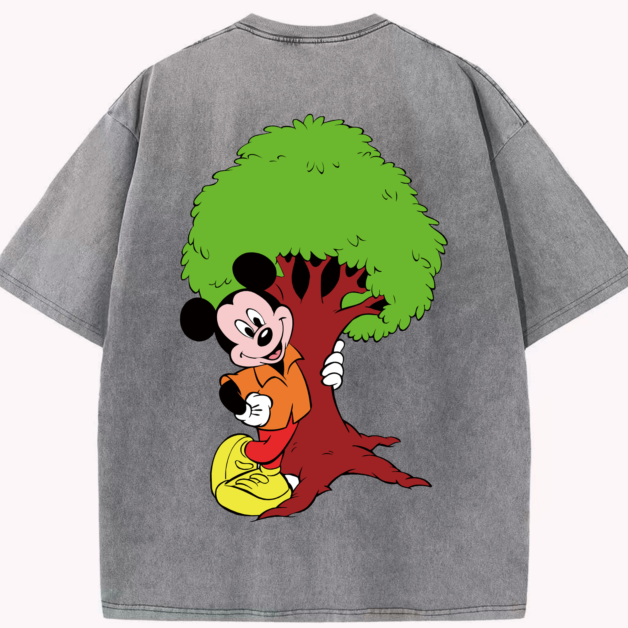 （画像用） ミッキーマウス Mickey Mouse 綿100% ヴィンテージ風 半袖Tシャツ（背面プリント）