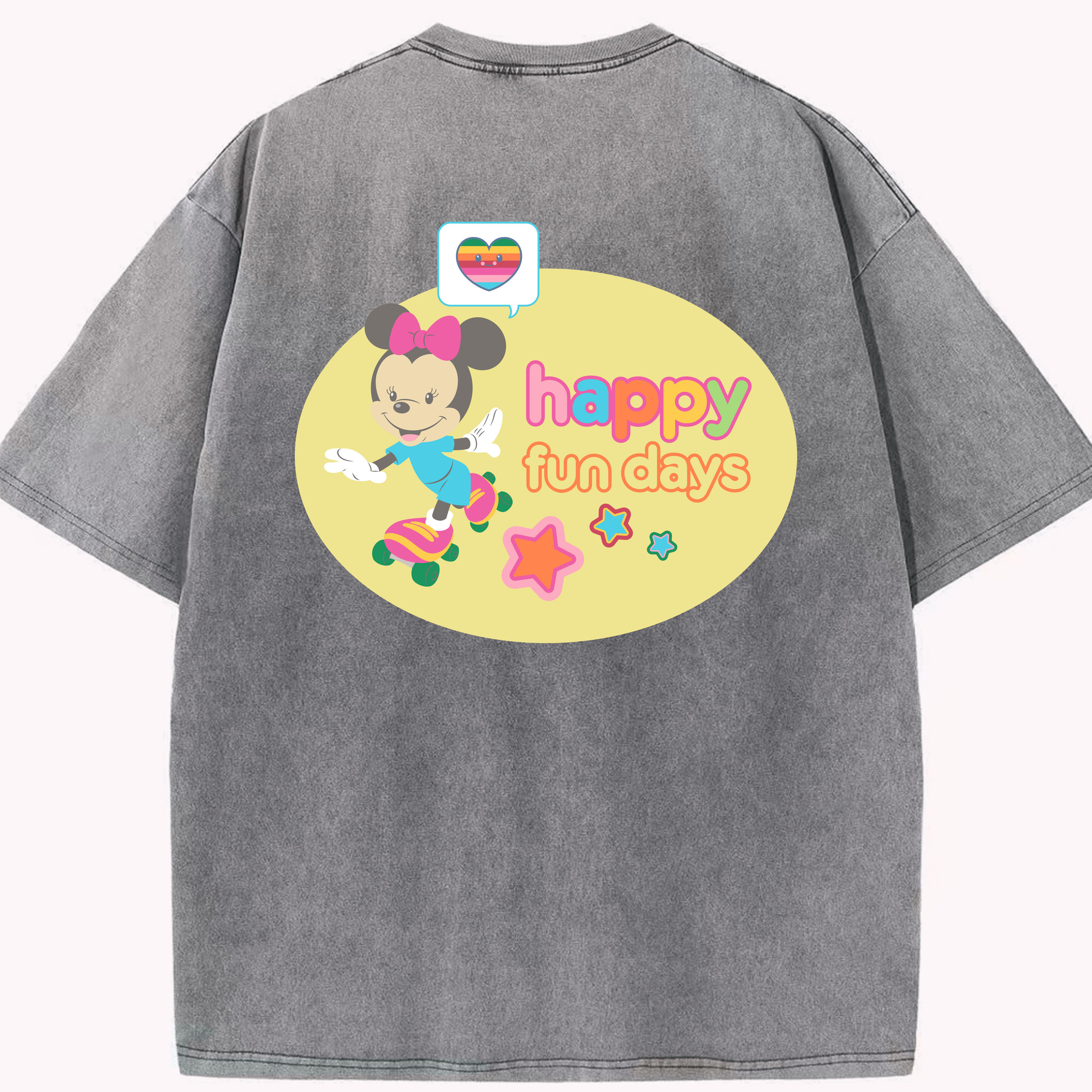 （画像用） ミッキーマウス Mickey Mouse 綿100% ヴィンテージ風 半袖Tシャツ（背面プリント）