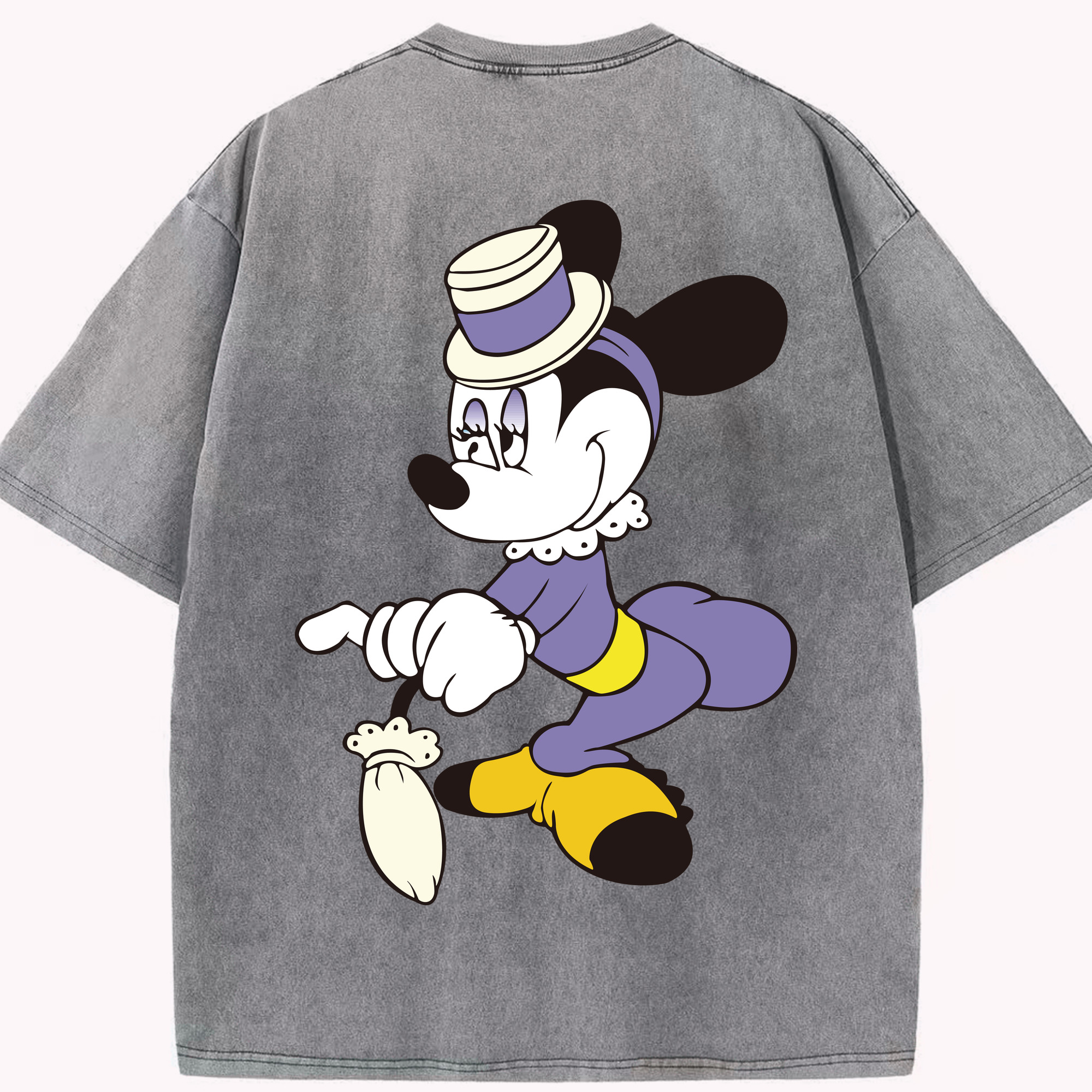 （画像用） ミッキーマウス Mickey Mouse 綿100% ヴィンテージ風 半袖Tシャツ（背面プリント）