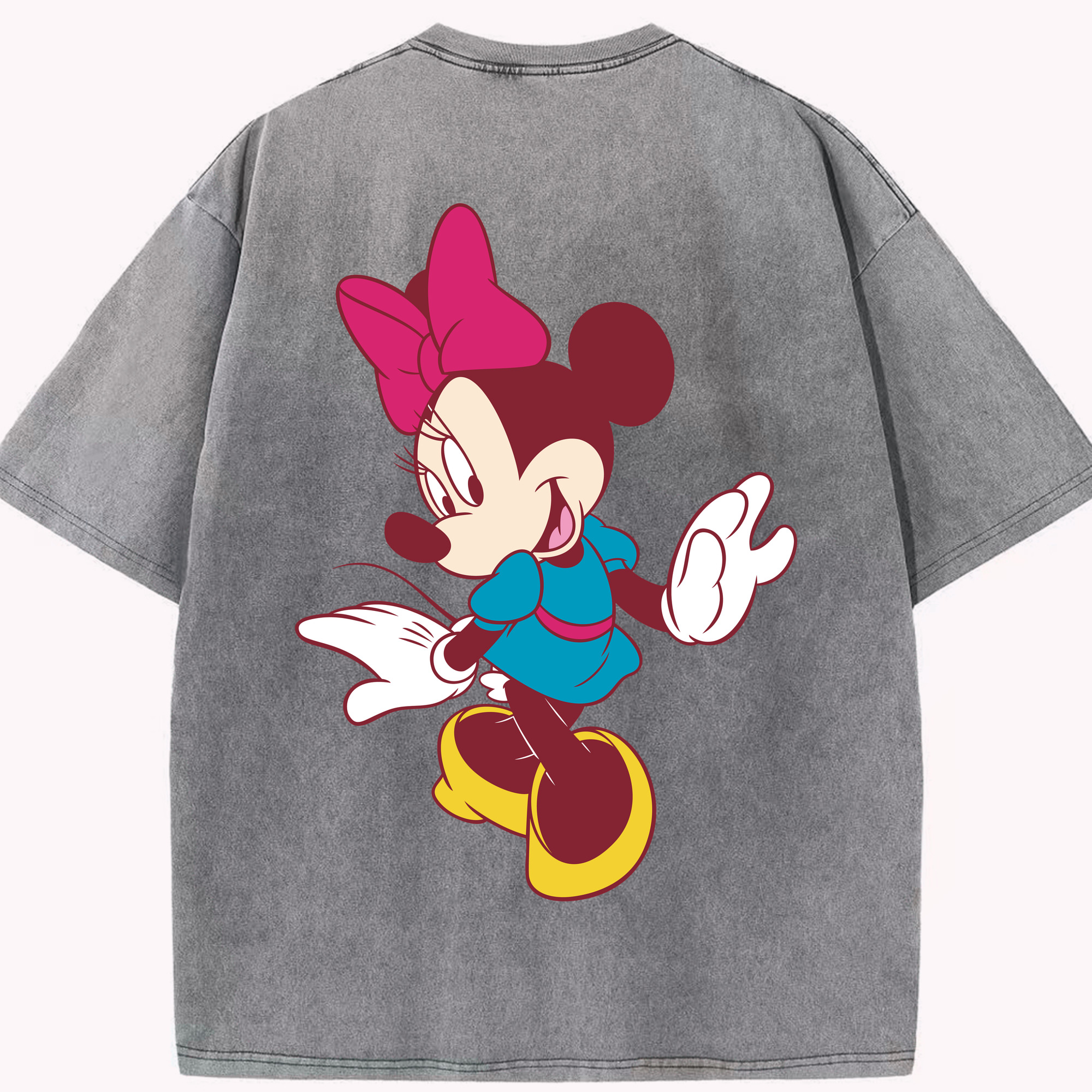 （画像用） ミッキーマウス Mickey Mouse 綿100% ヴィンテージ風 半袖Tシャツ（背面プリント）