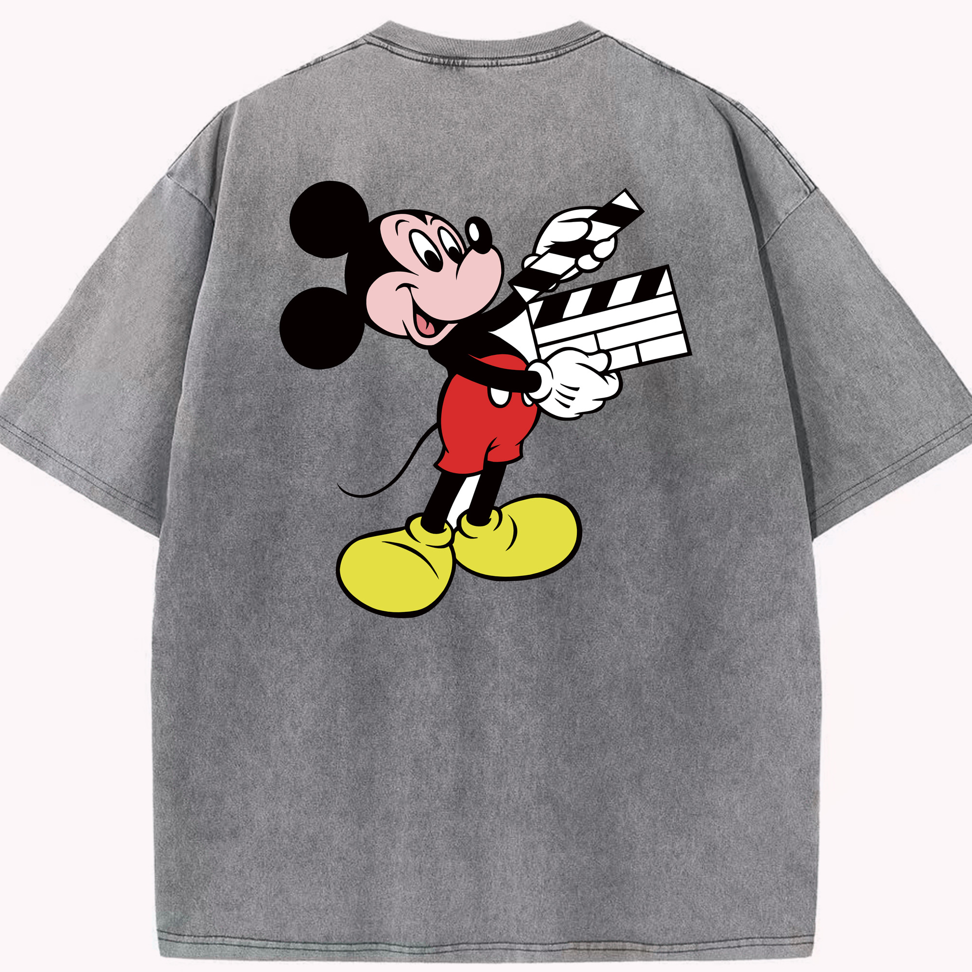 （画像用） ミッキーマウス Mickey Mouse 綿100% ヴィンテージ風 半袖Tシャツ（背面プリント）