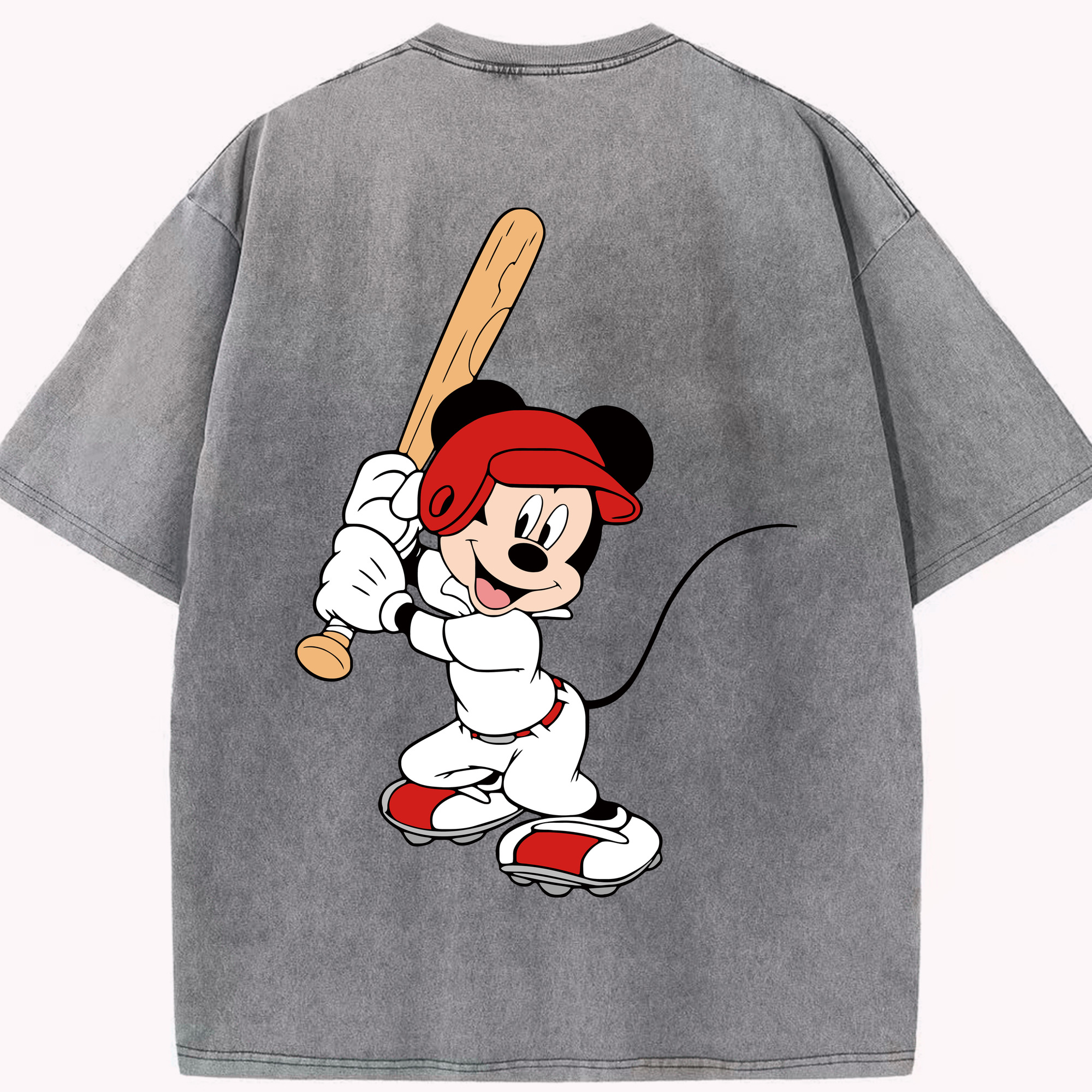 （画像用） ミッキーマウス Mickey Mouse 綿100% ヴィンテージ風 半袖Tシャツ（背面プリント）