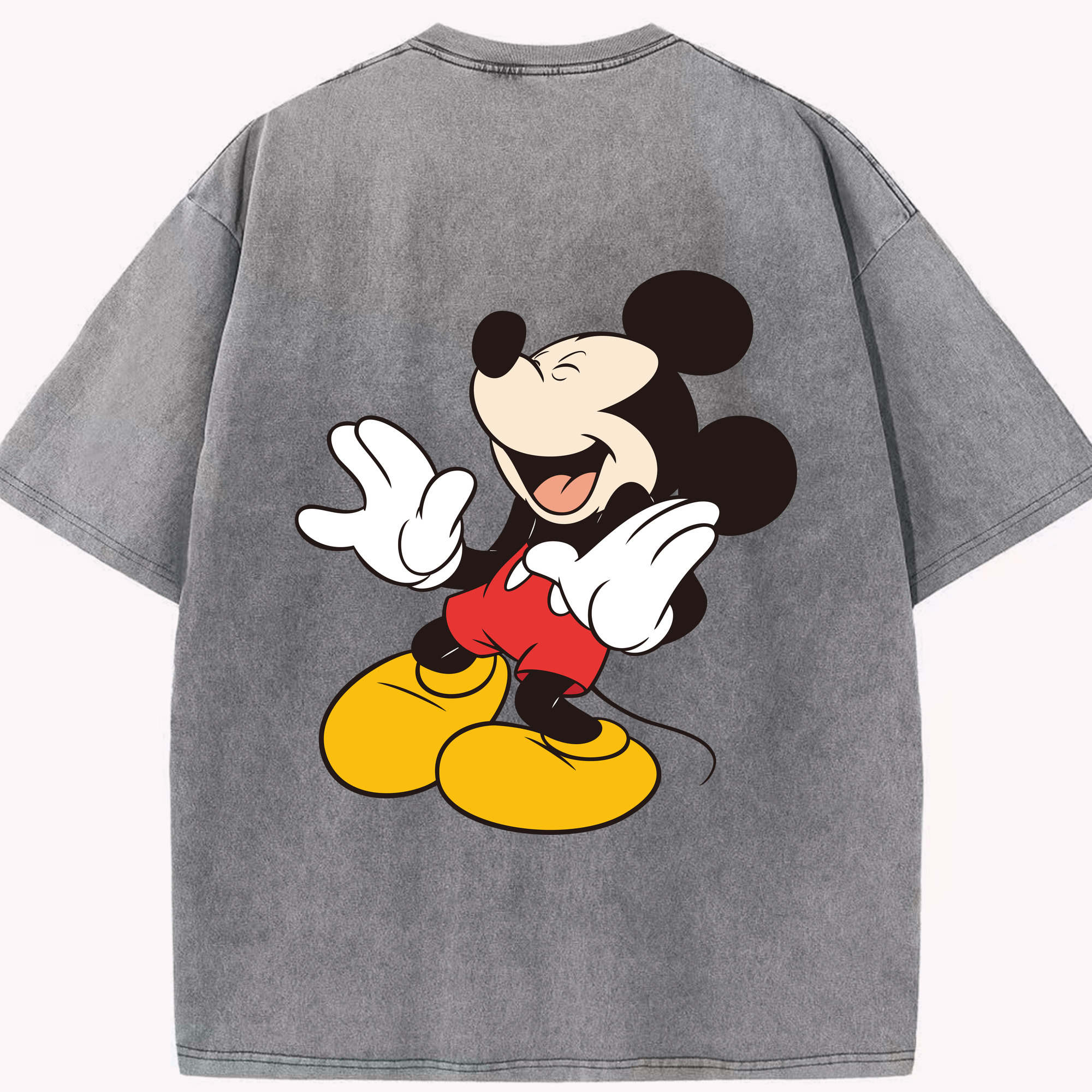 （画像用） ミッキーマウス Mickey Mouse 綿100% ヴィンテージ風 半袖Tシャツ（背面プリント）