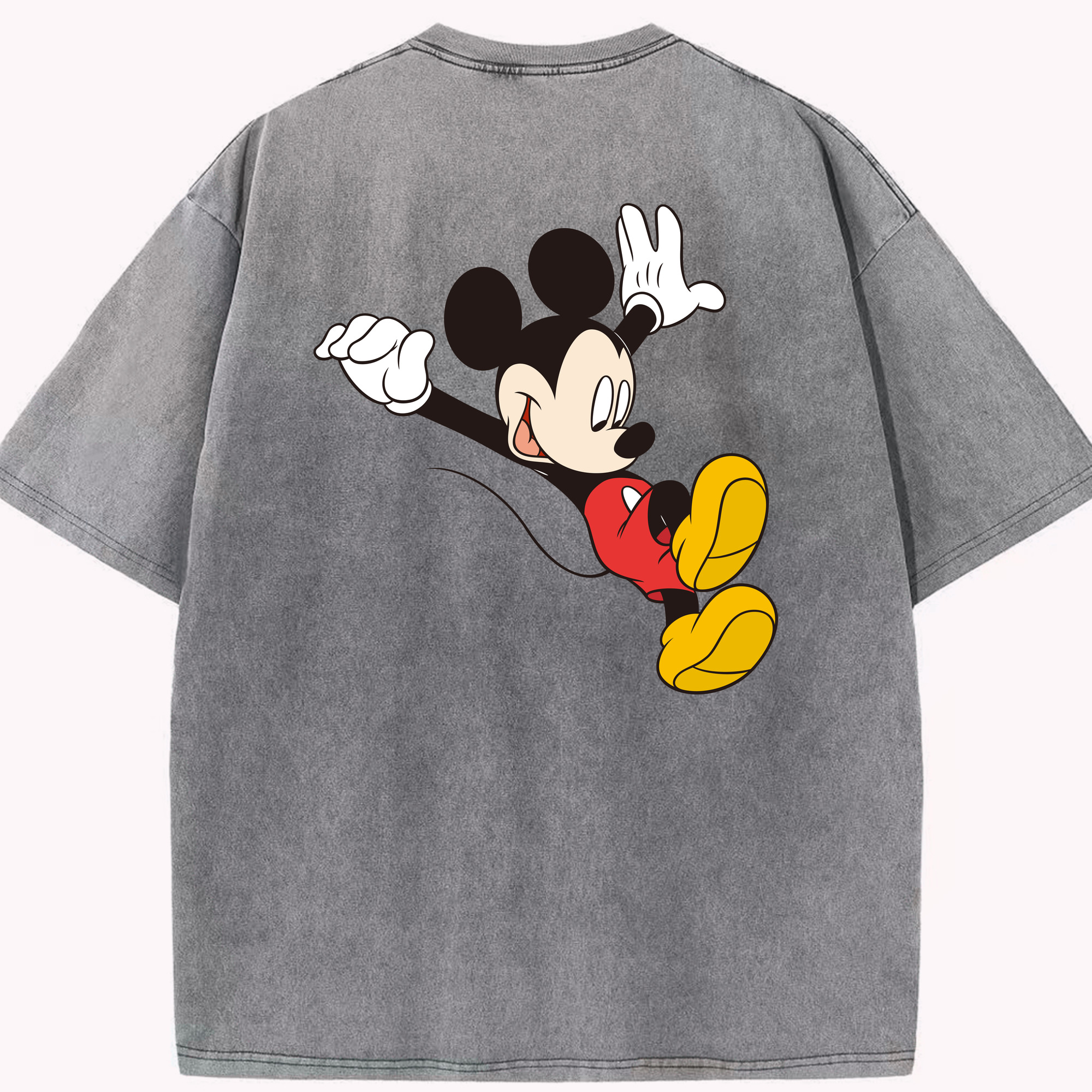 （画像用） ミッキーマウス Mickey Mouse 綿100% ヴィンテージ風 半袖Tシャツ（背面プリント）