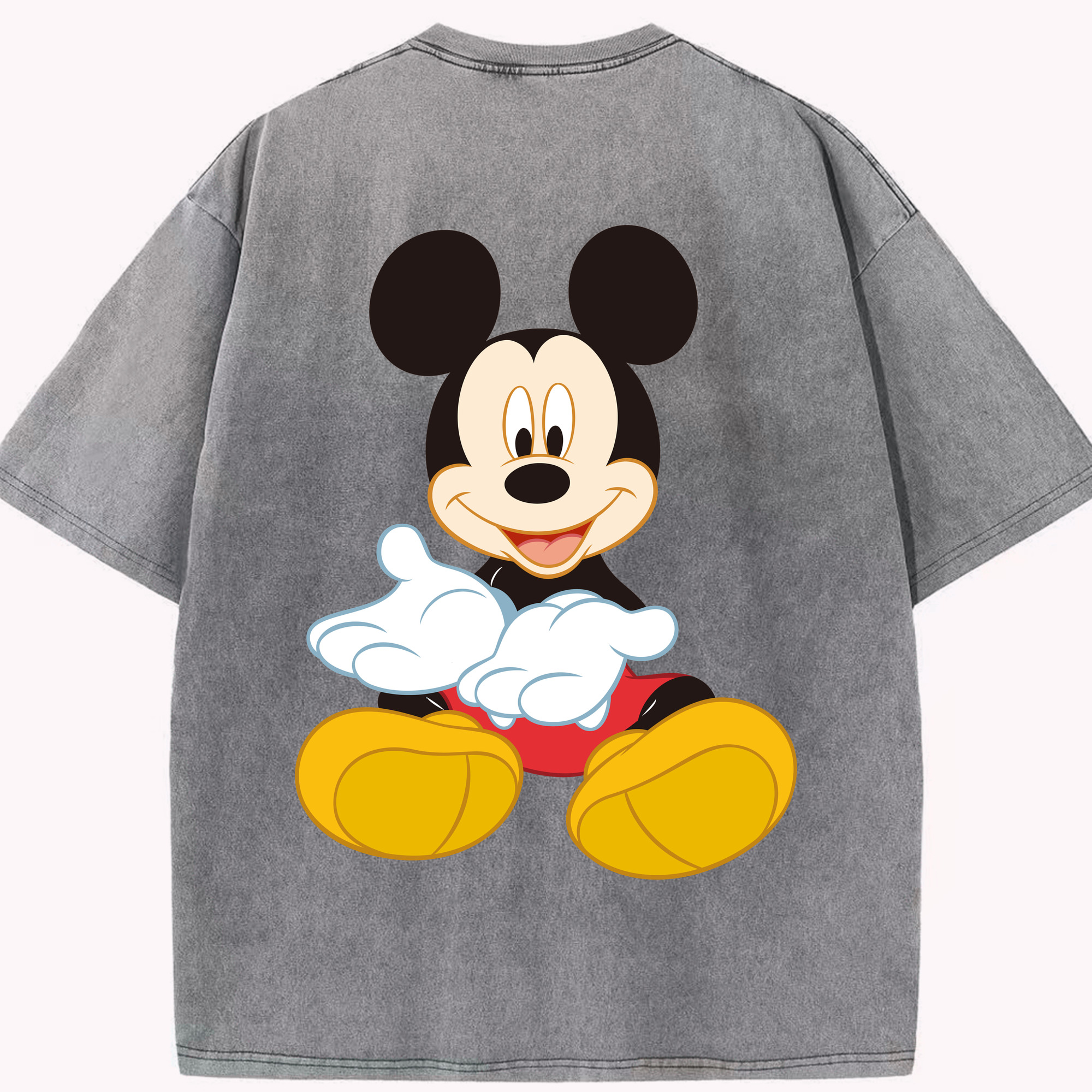 （画像用） ミッキーマウス Mickey Mouse 綿100% ヴィンテージ風 半袖Tシャツ（背面プリント）
