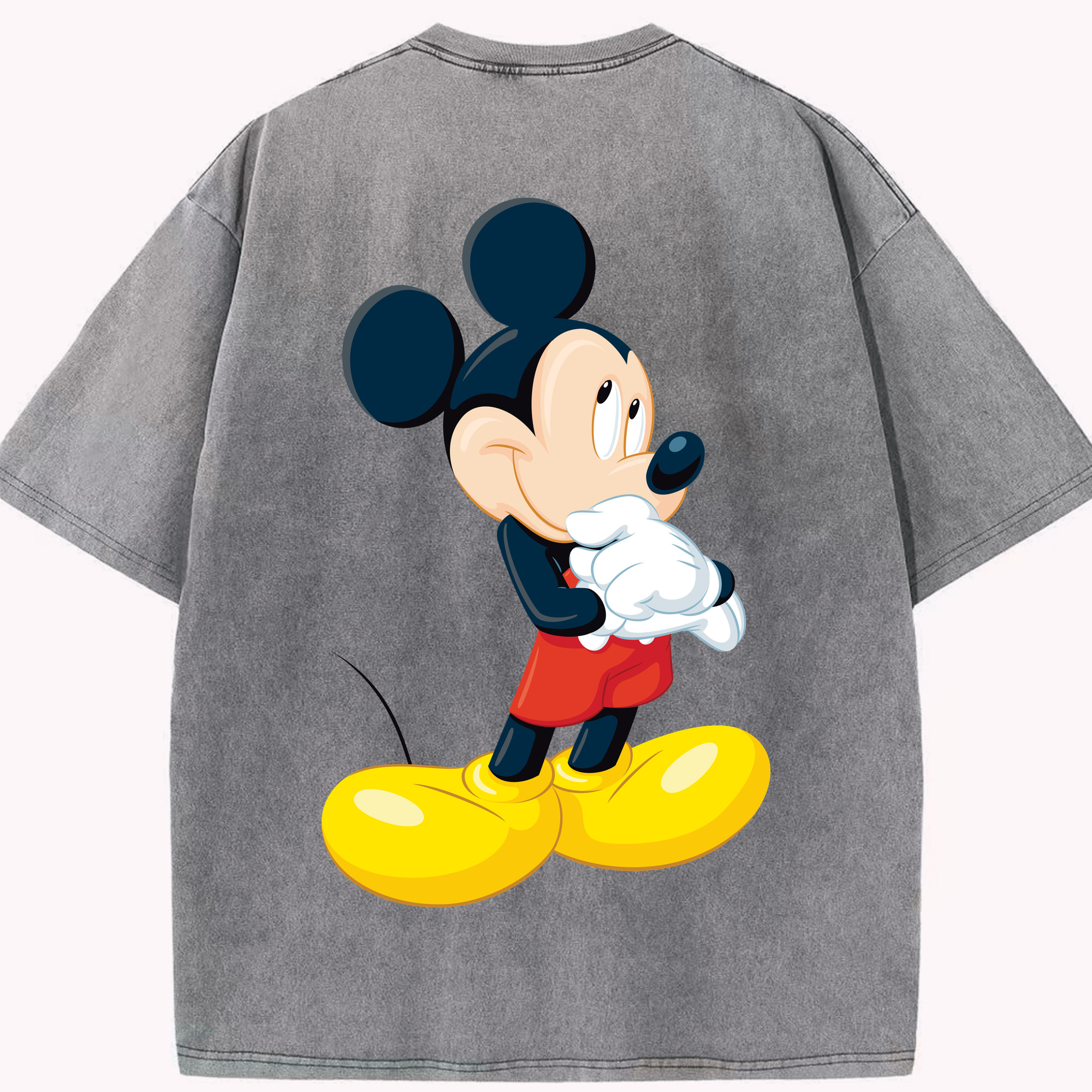 （画像用） ミッキーマウス Mickey Mouse 綿100% ヴィンテージ風 半袖Tシャツ（背面プリント）