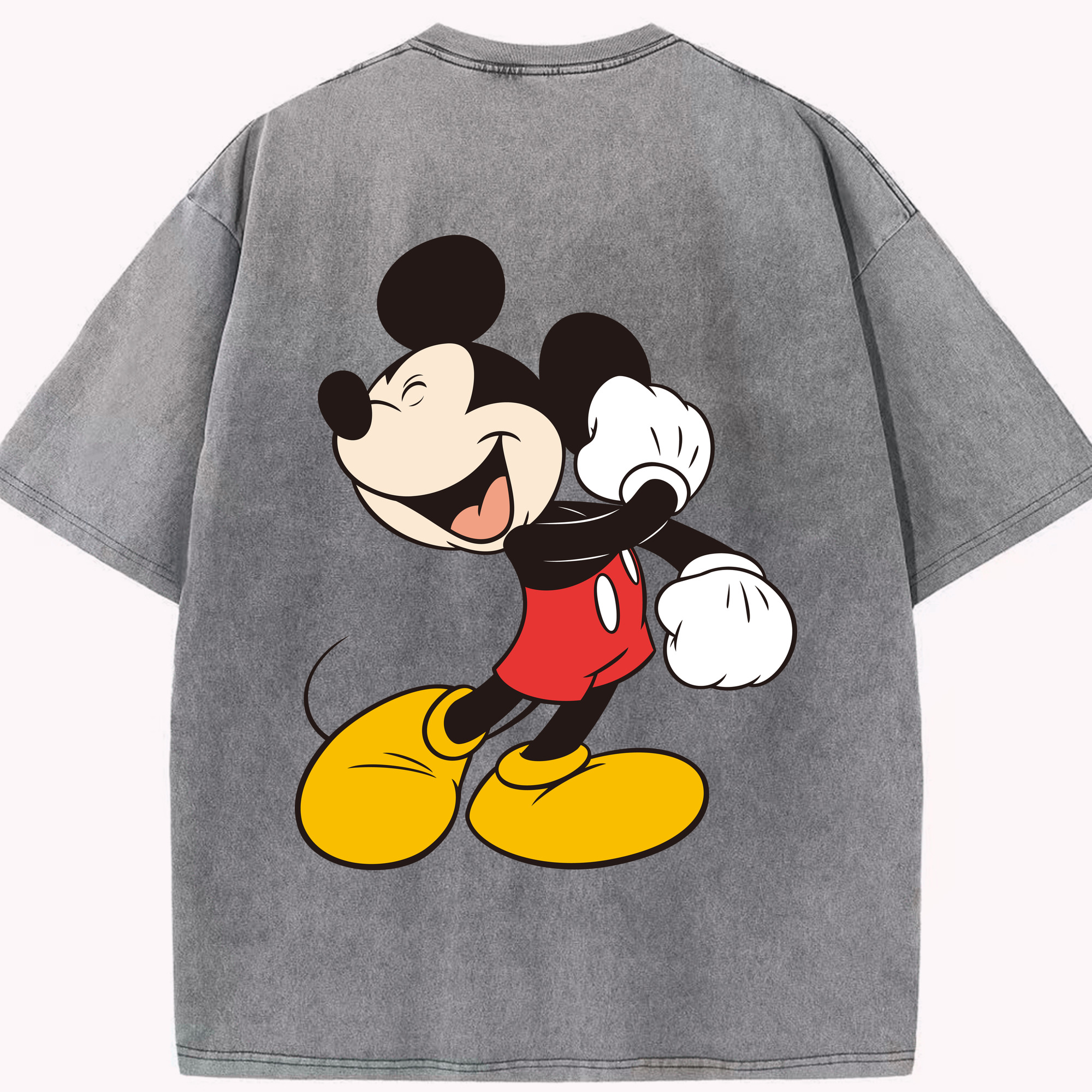 （画像用） ミッキーマウス Mickey Mouse 綿100% ヴィンテージ風 半袖Tシャツ（背面プリント）