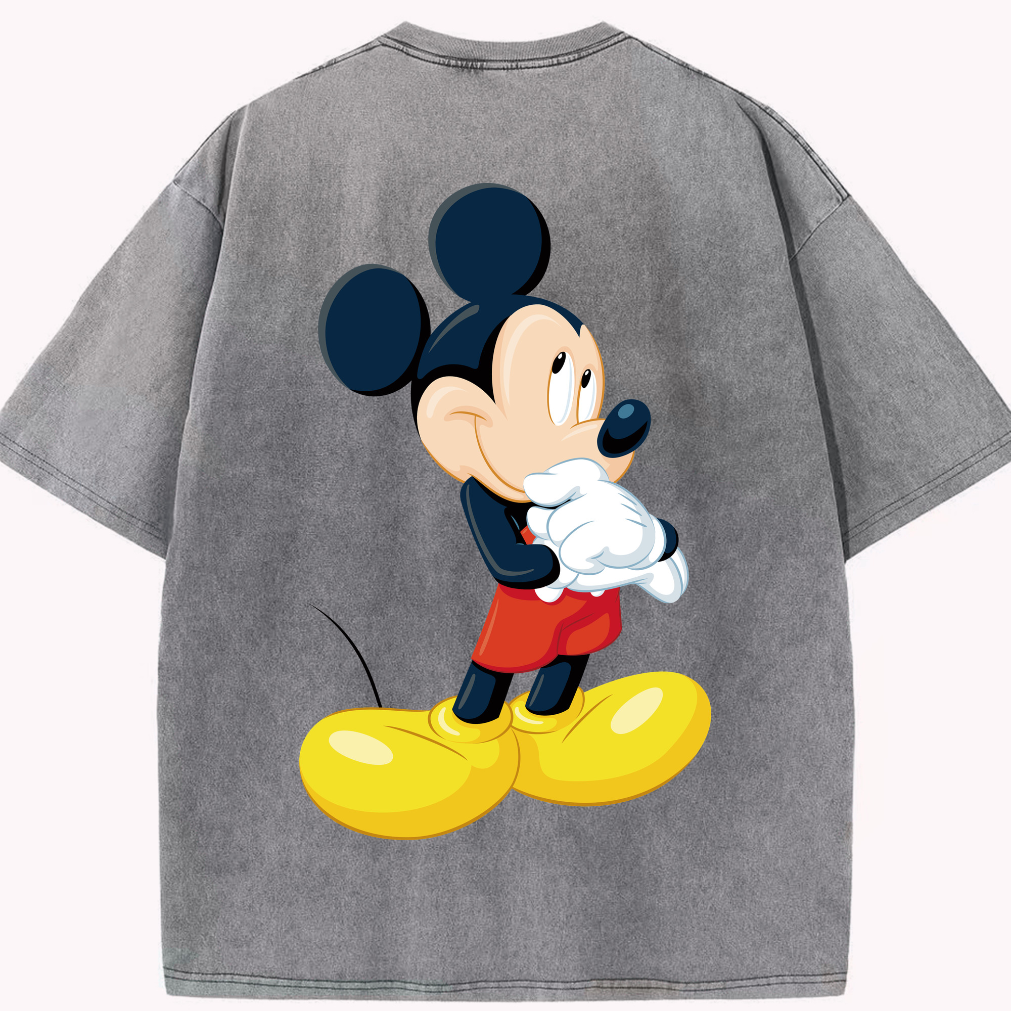 （画像用） ミッキーマウス Mickey Mouse 綿100% ヴィンテージ風 半袖Tシャツ（背面プリント）