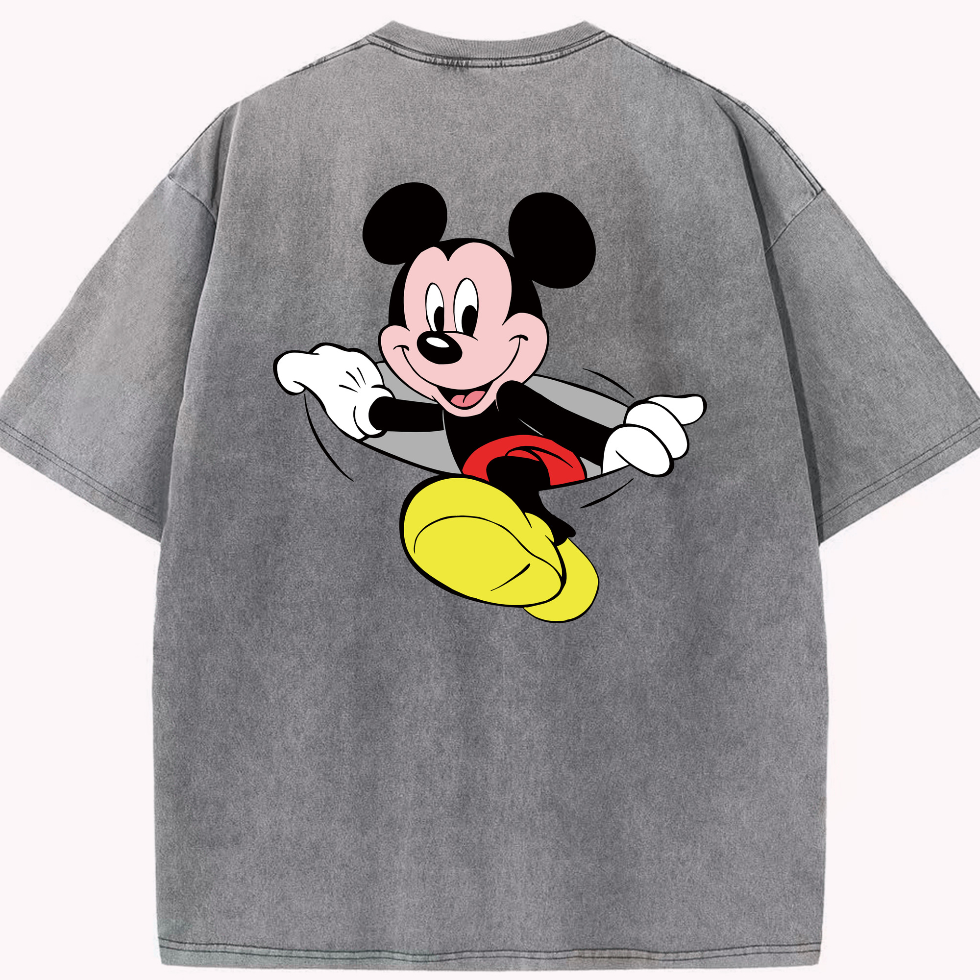（画像用） ミッキーマウス Mickey Mouse 綿100% ヴィンテージ風 半袖Tシャツ（背面プリント）