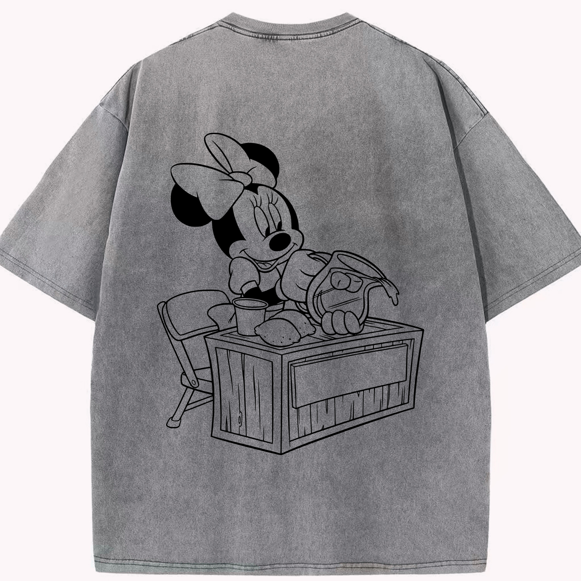 （画像用） ミッキーマウス Mickey Mouse 綿100% ヴィンテージ風 半袖Tシャツ（背面プリント）