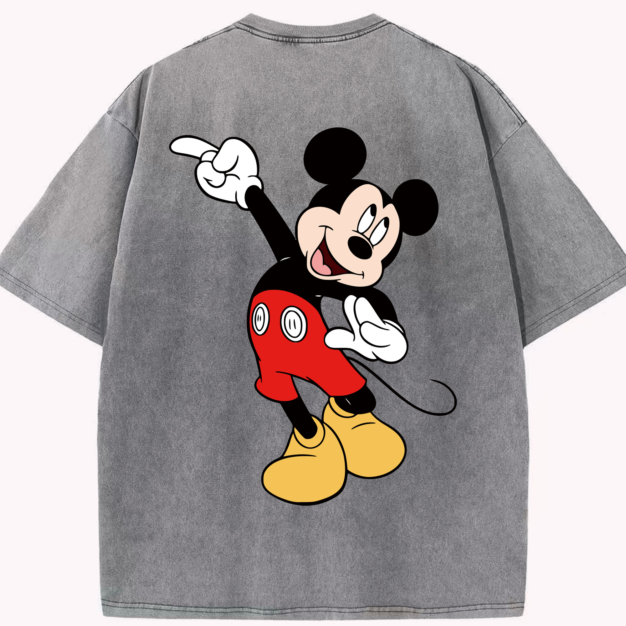 （画像用） ミッキーマウス Mickey Mouse 綿100% ヴィンテージ風 半袖Tシャツ（背面プリント）