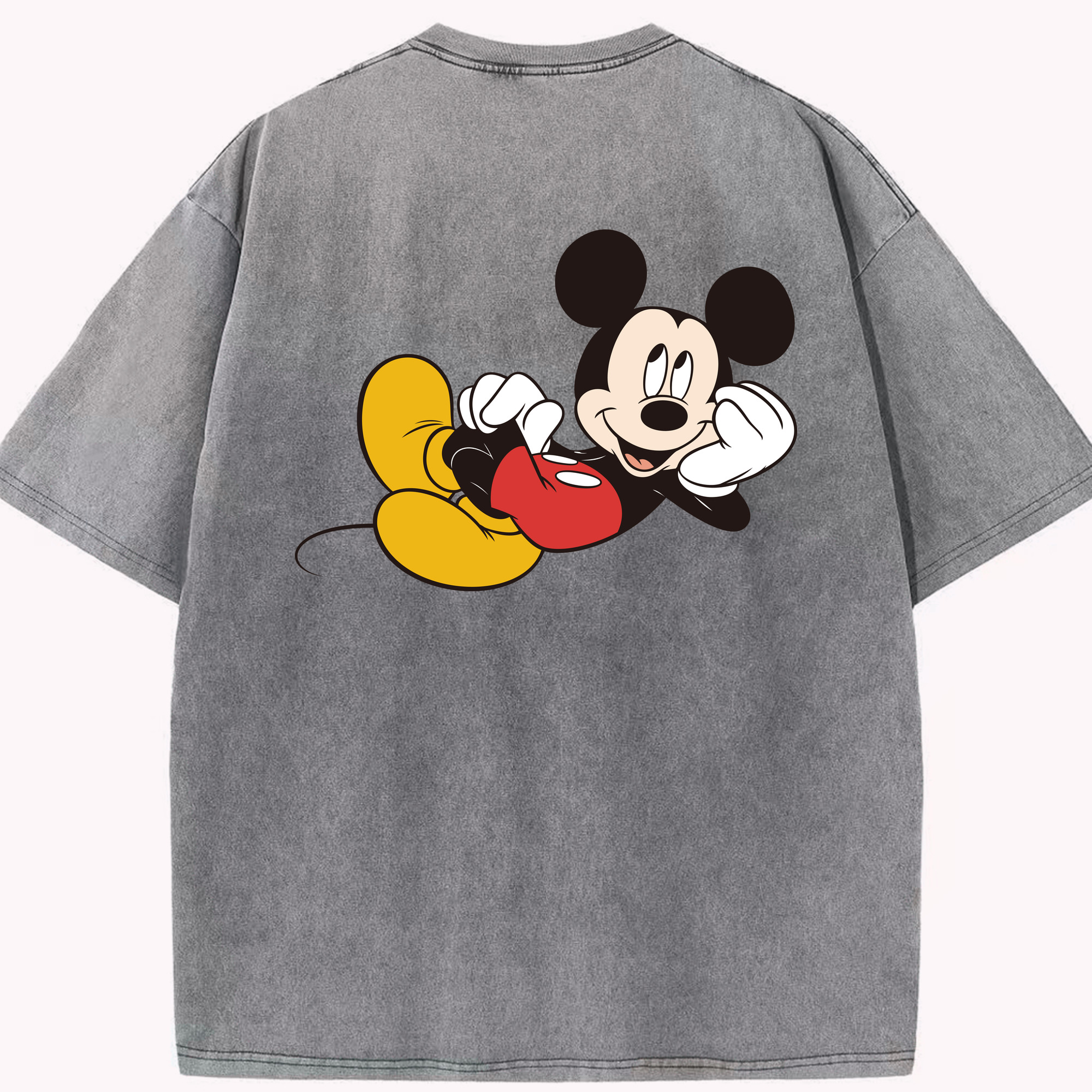 （画像用） ミッキーマウス Mickey Mouse 綿100% ヴィンテージ風 半袖Tシャツ（背面プリント）